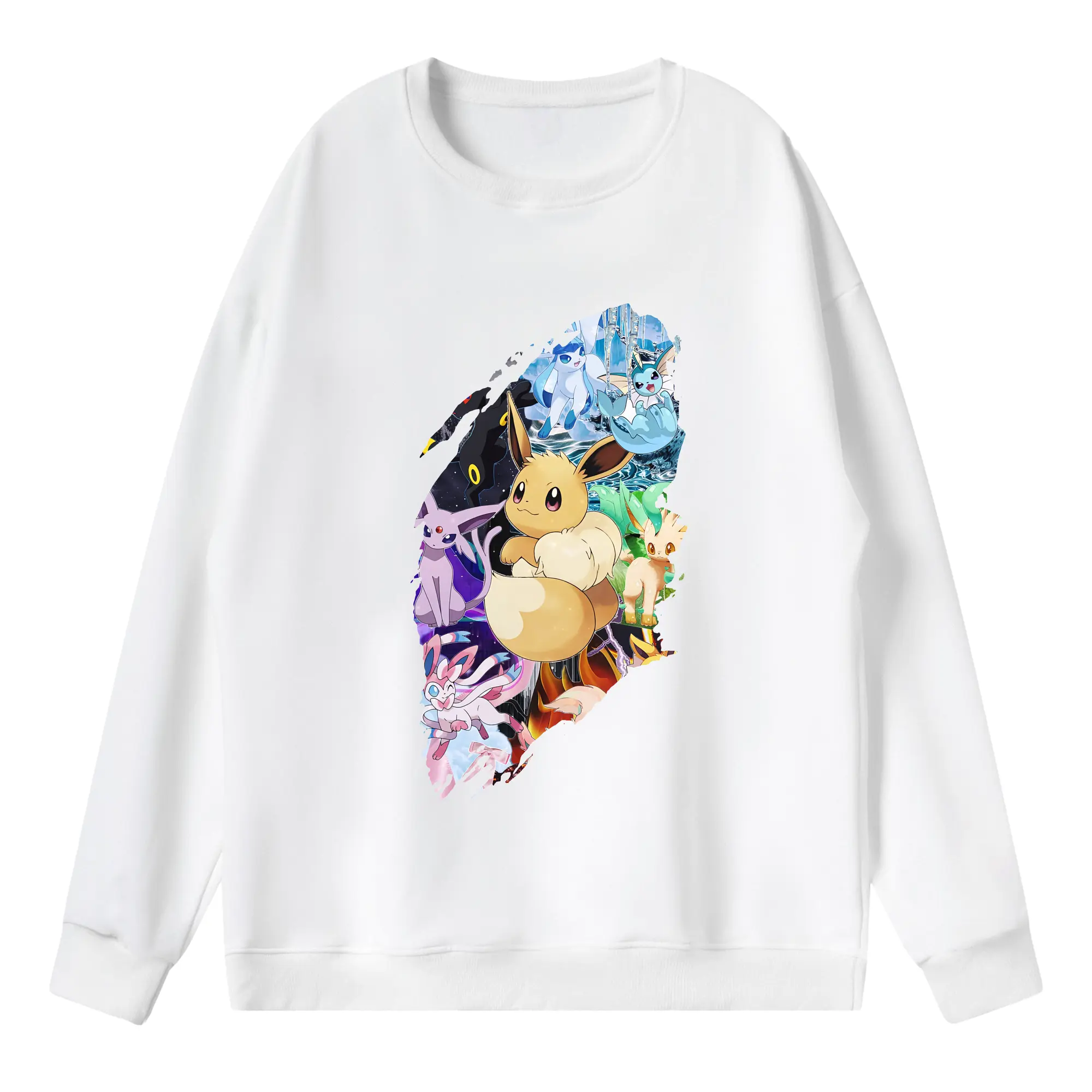 ポケモン グッズ,イーブイ - 薄手 クルーネック スウェット 裏毛260g · ポリエステル 春秋向け カジュアル 男女兼用 · トレーナー デイリー スポーツ 散歩に最適