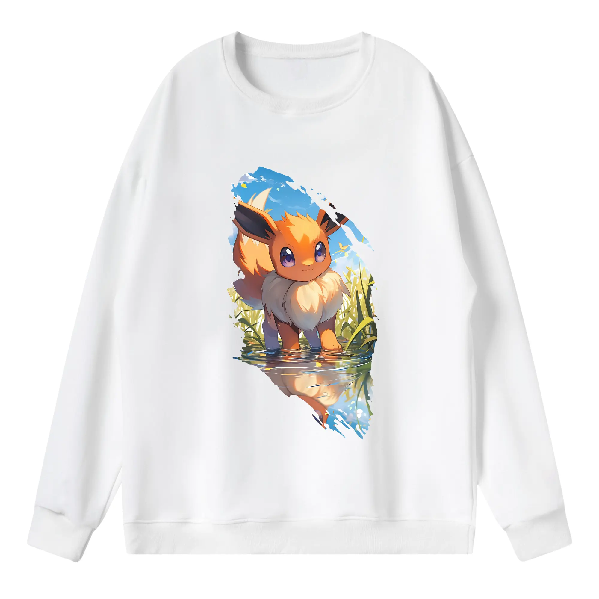 ポケモン グッズ,イーブイ - 薄手 クルーネック スウェット 裏毛260g · ポリエステル 春秋向け カジュアル 男女兼用 · トレーナー デイリー スポーツ 散歩に最適