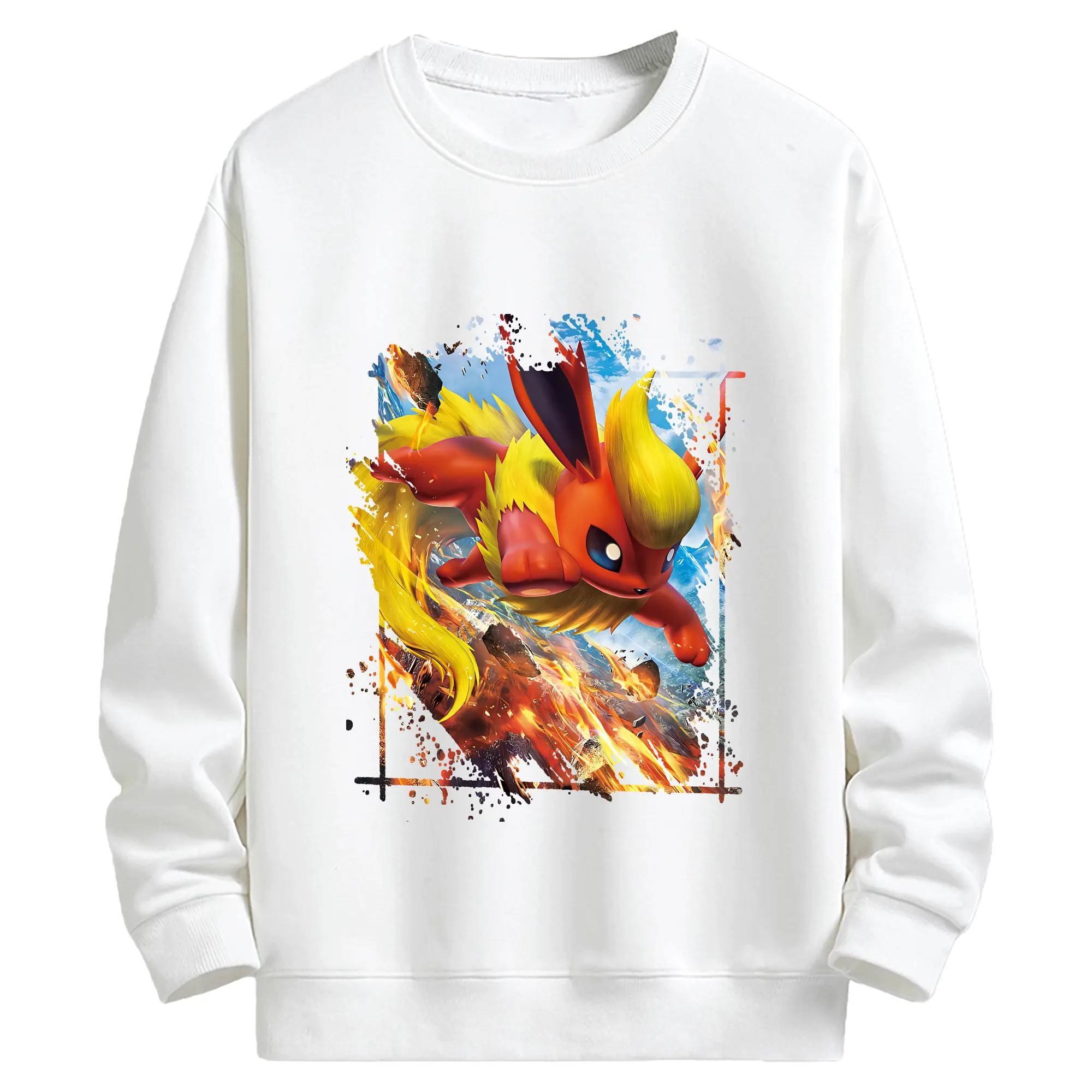 ポケモン グッズ,イーブイ - キッズ クルーネックスウェットシャツ ・ フロントプリント ・ 綿80％ ポリエステル20％ ・ 快適 通学 スポーツ 日常使い お散歩用