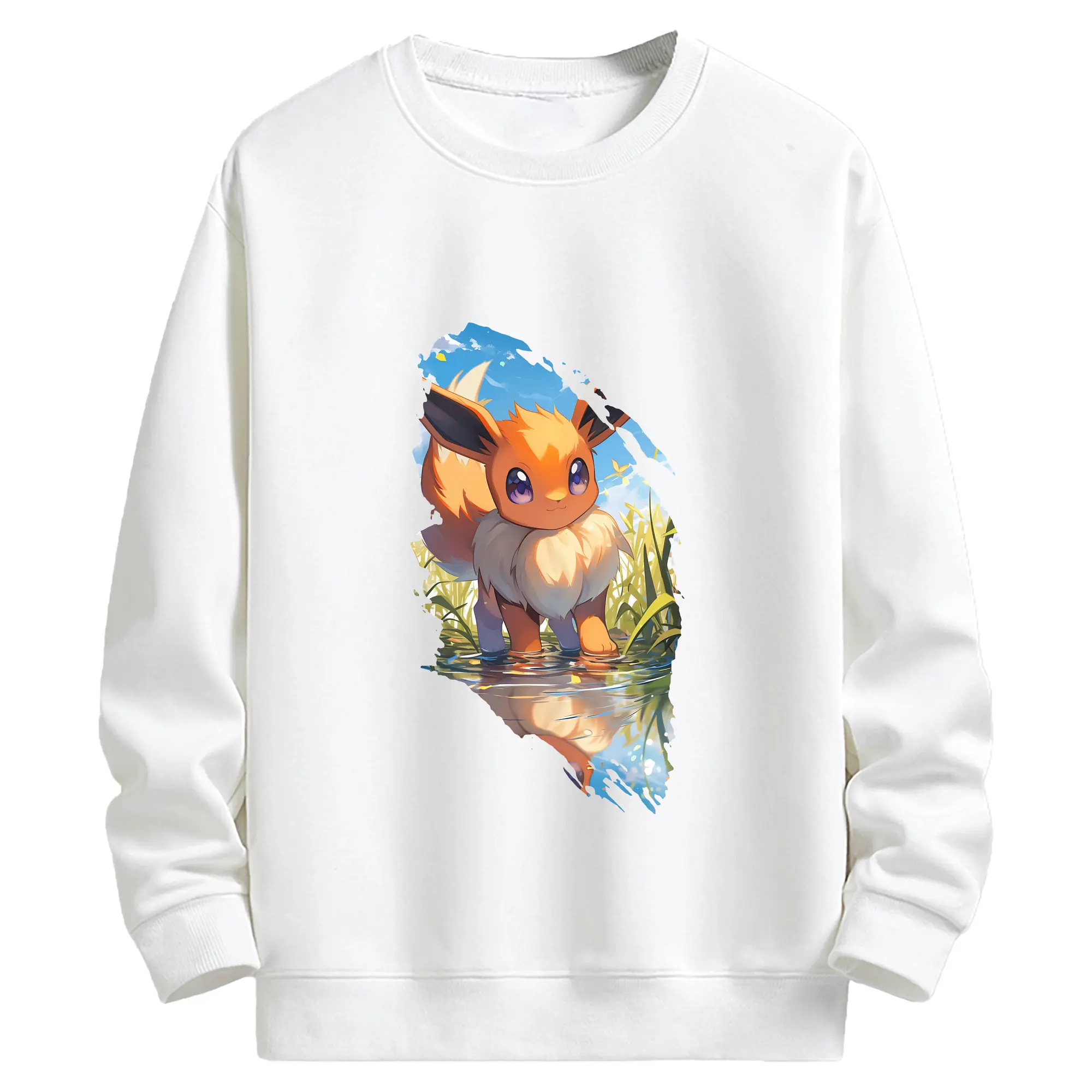 ポケモン グッズ,イーブイ - キッズ クルーネックスウェットシャツ ・ フロントプリント ・ 綿80％ ポリエステル20％ ・ 快適 通学 スポーツ 日常使い お散歩用