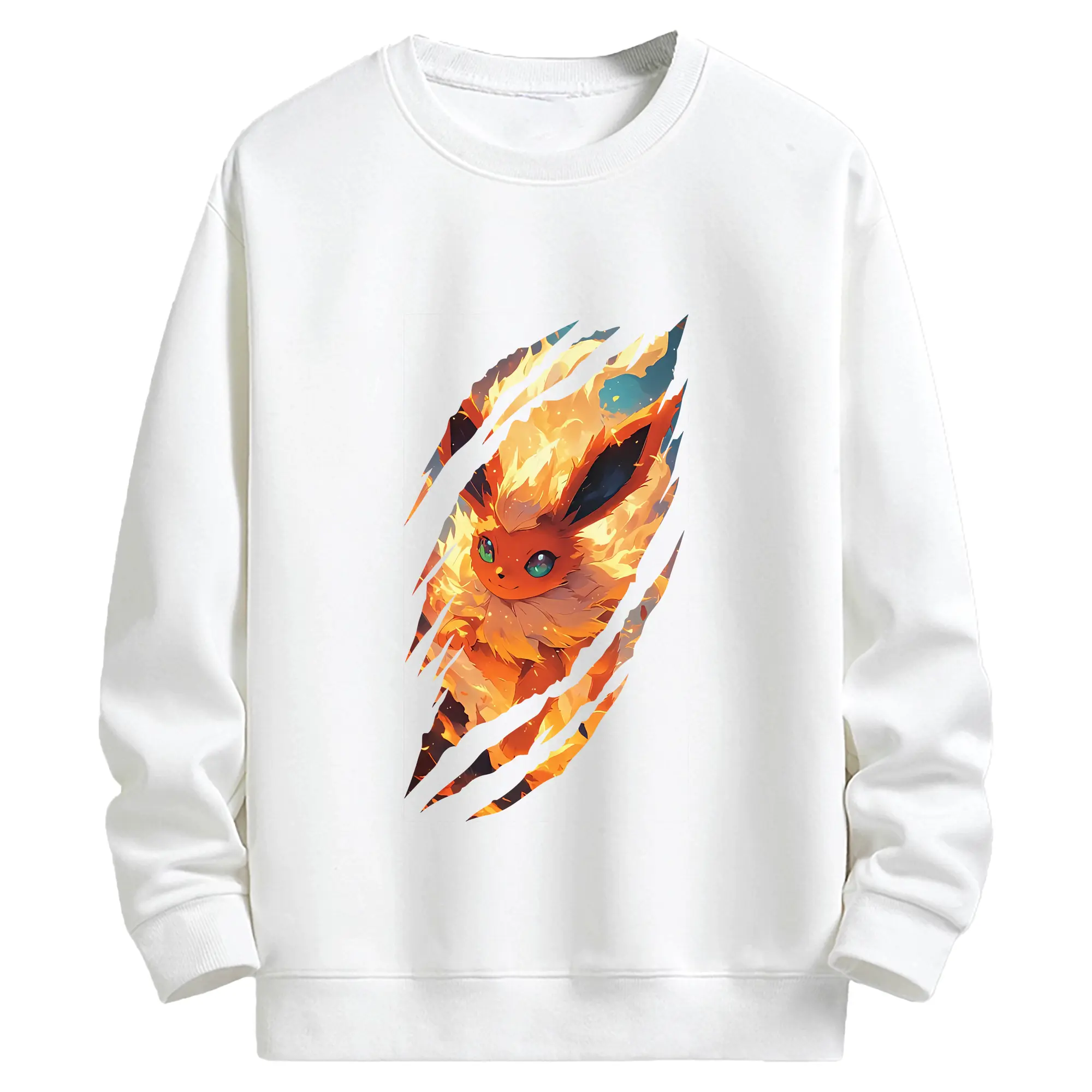 ポケモン グッズ,イーブイ - キッズ クルーネックスウェットシャツ ・ フロントプリント ・ 綿80％ ポリエステル20％ ・ 快適 通学 スポーツ 日常使い お散歩用