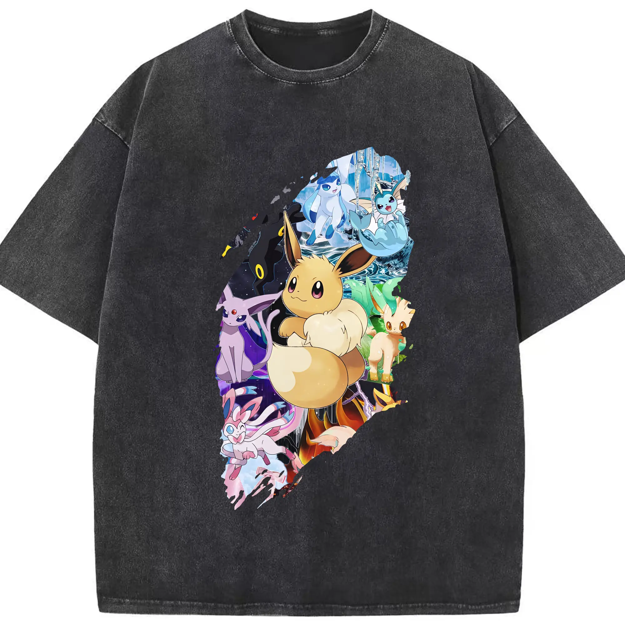 ポケモン グッズ,イーブイ - 綿100％ ヴィンテージ風 半袖Tシャツ ・ フロントプリント ・ 柔らか肌触り ・ 通気性 快適 ・ スポーツ カジュアル 外出用