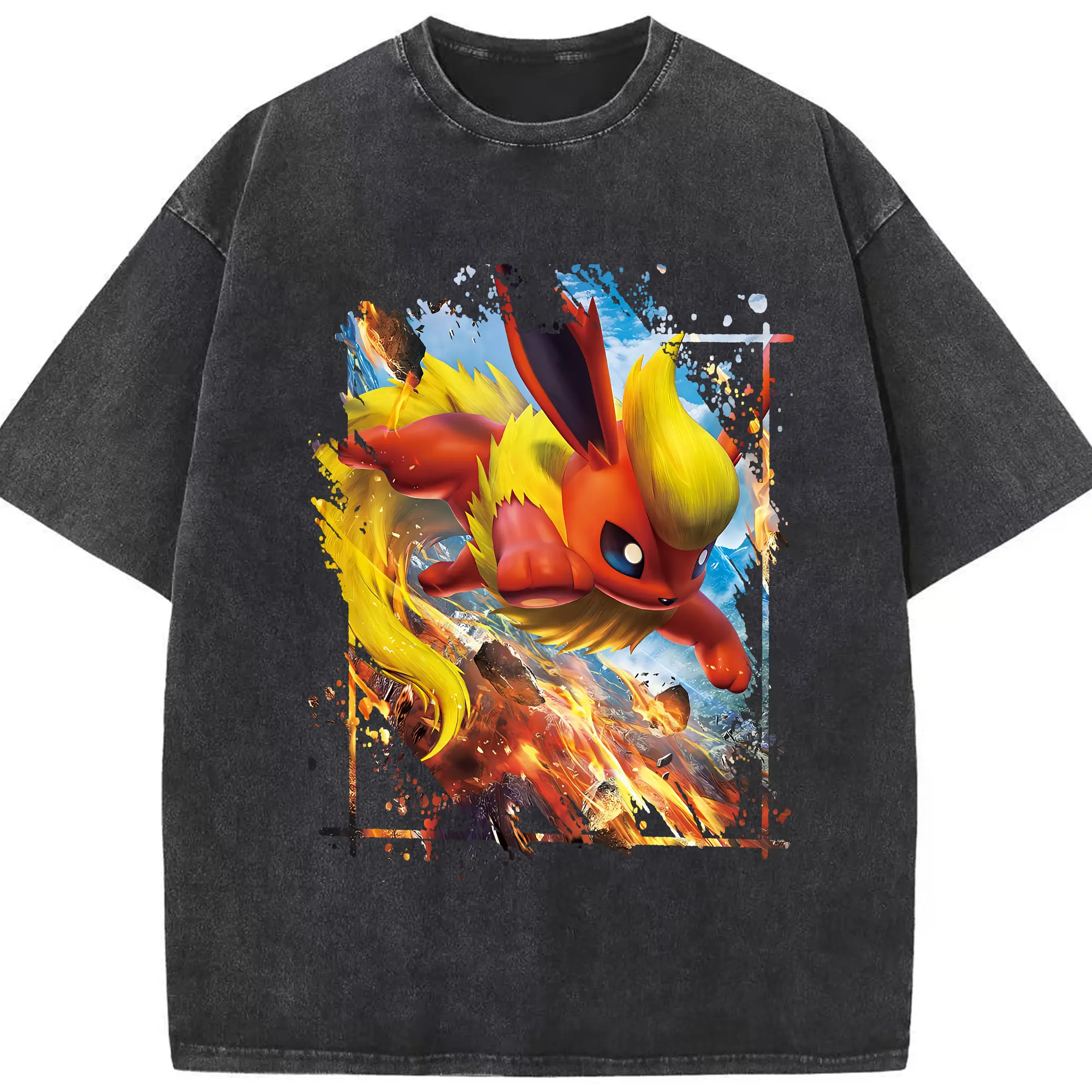 ポケモン グッズ,イーブイ - 綿100％ ヴィンテージ風 半袖Tシャツ ・ フロントプリント ・ 柔らか肌触り ・ 通気性 快適 ・ スポーツ カジュアル 外出用