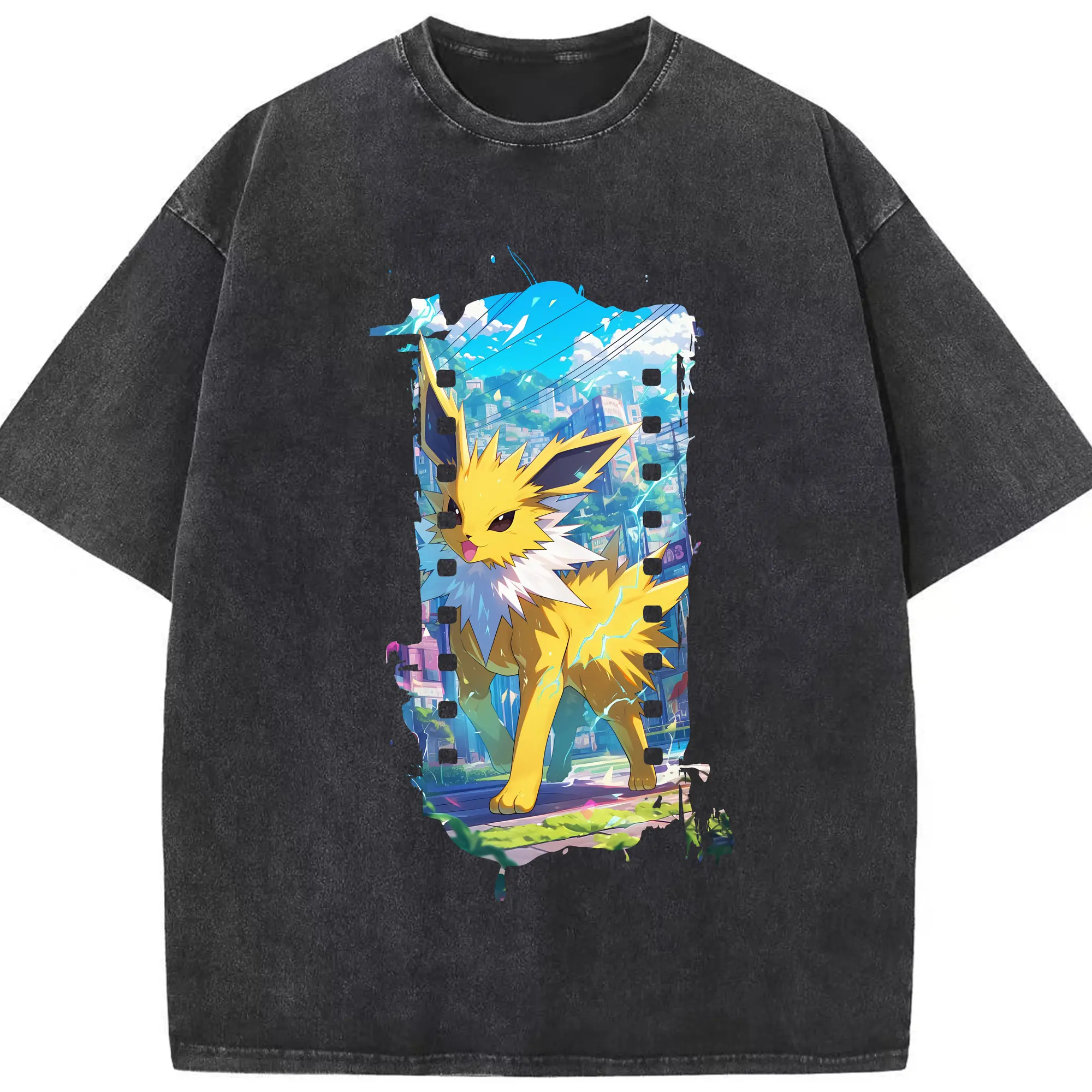 ポケモン グッズ,イーブイ - 綿100％ ヴィンテージ風 半袖Tシャツ ・ フロントプリント ・ 柔らか肌触り ・ 通気性 快適 ・ スポーツ カジュアル 外出用