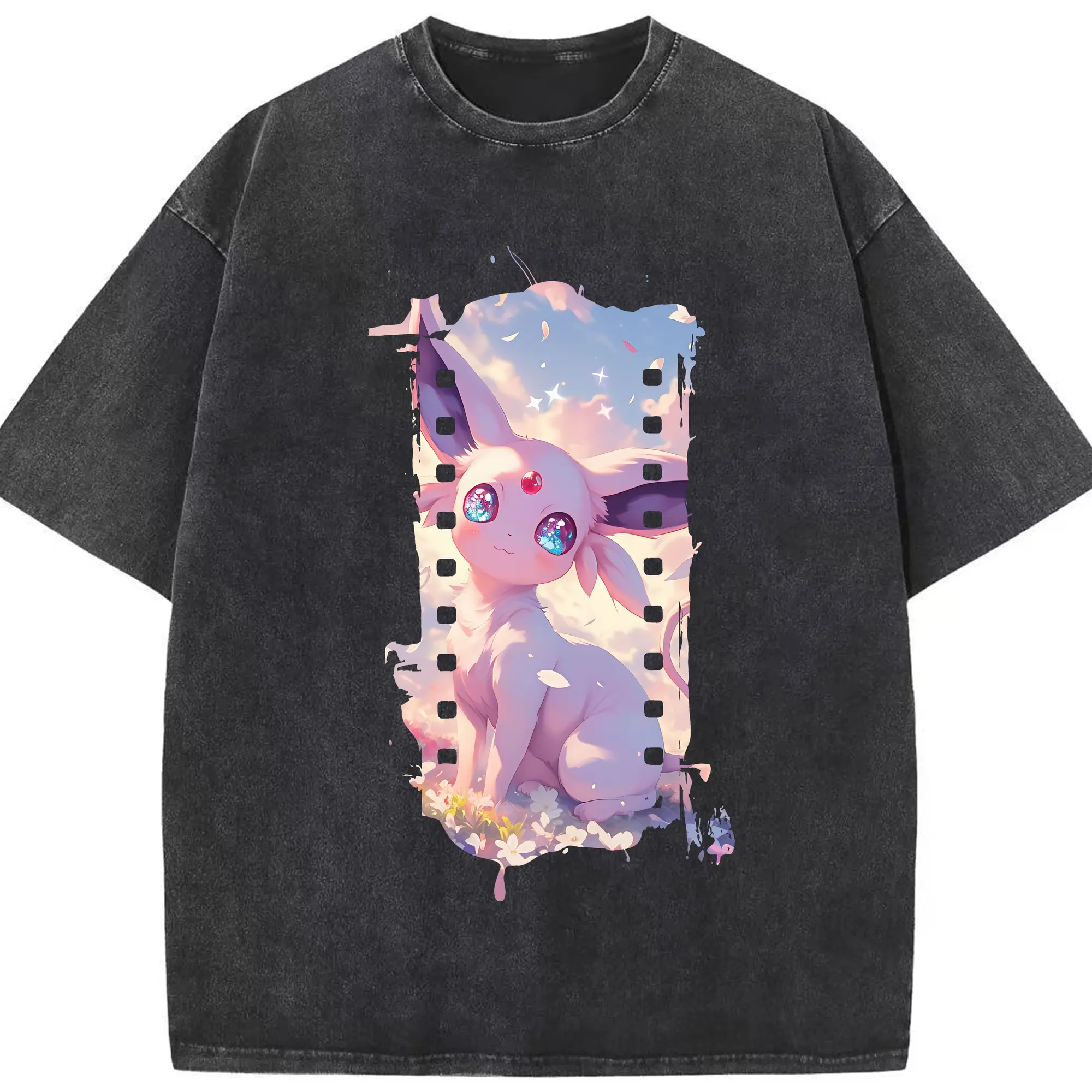 ポケモン グッズ,イーブイ - 綿100％ ヴィンテージ風 半袖Tシャツ ・ フロントプリント ・ 柔らか肌触り ・ 通気性 快適 ・ スポーツ カジュアル 外出用