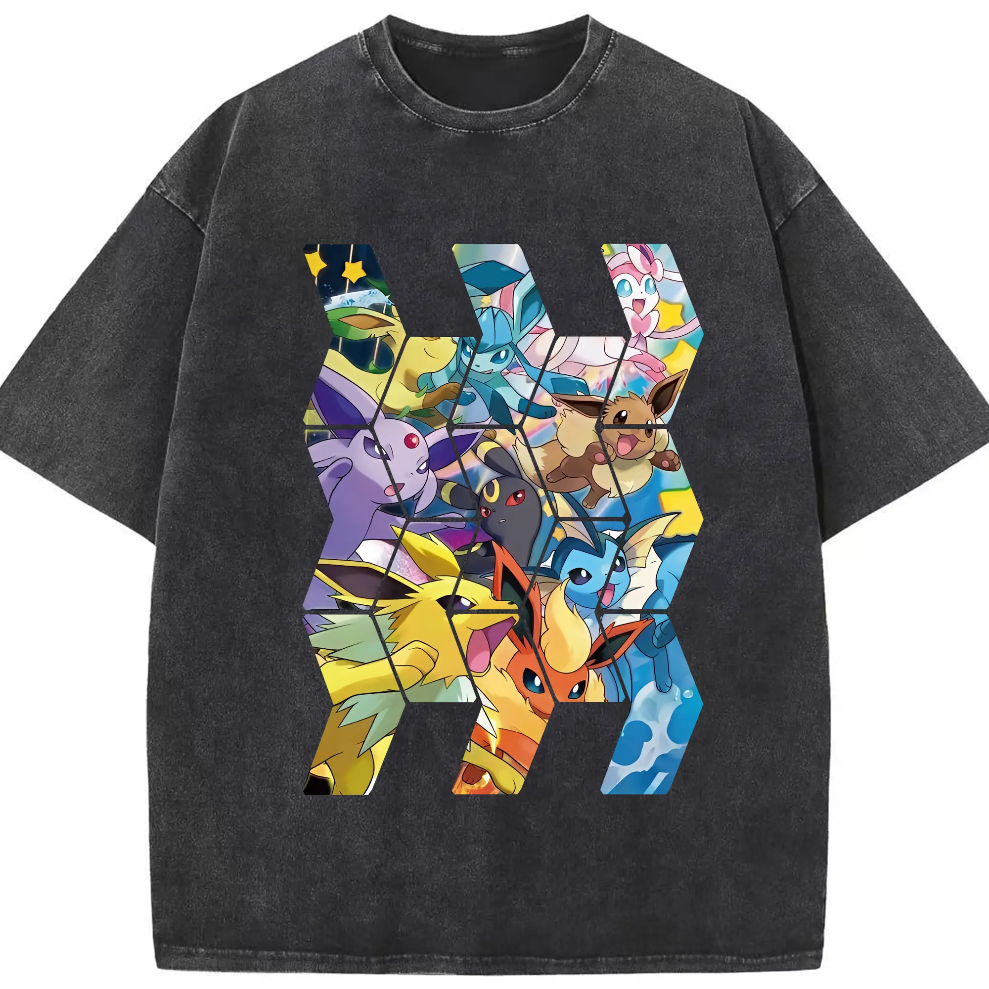 ポケモン グッズ,イーブイ - 綿100％ ヴィンテージ風 半袖Tシャツ ・ フロントプリント ・ 柔らか肌触り ・ 通気性 快適 ・ スポーツ カジュアル 外出用