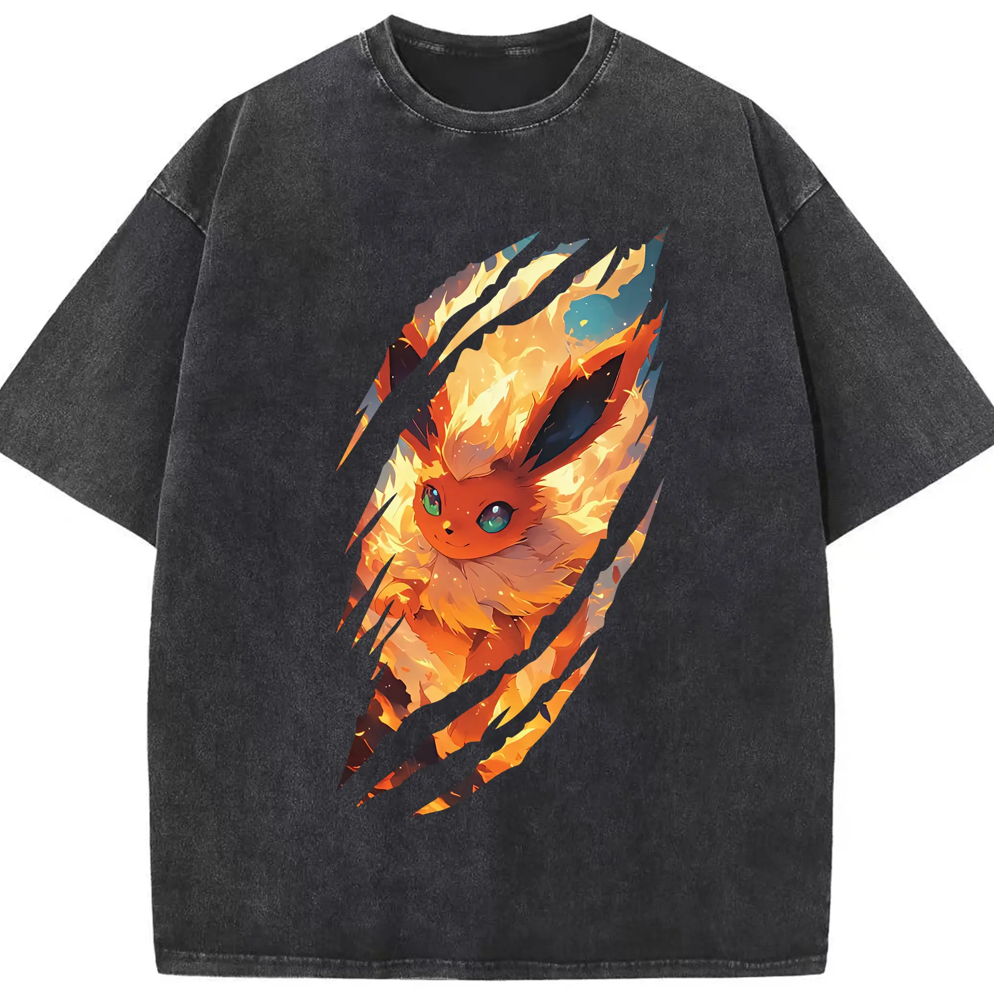 ポケモン グッズ,イーブイ - 綿100％ ヴィンテージ風 半袖Tシャツ ・ フロントプリント ・ 柔らか肌触り ・ 通気性 快適 ・ スポーツ カジュアル 外出用