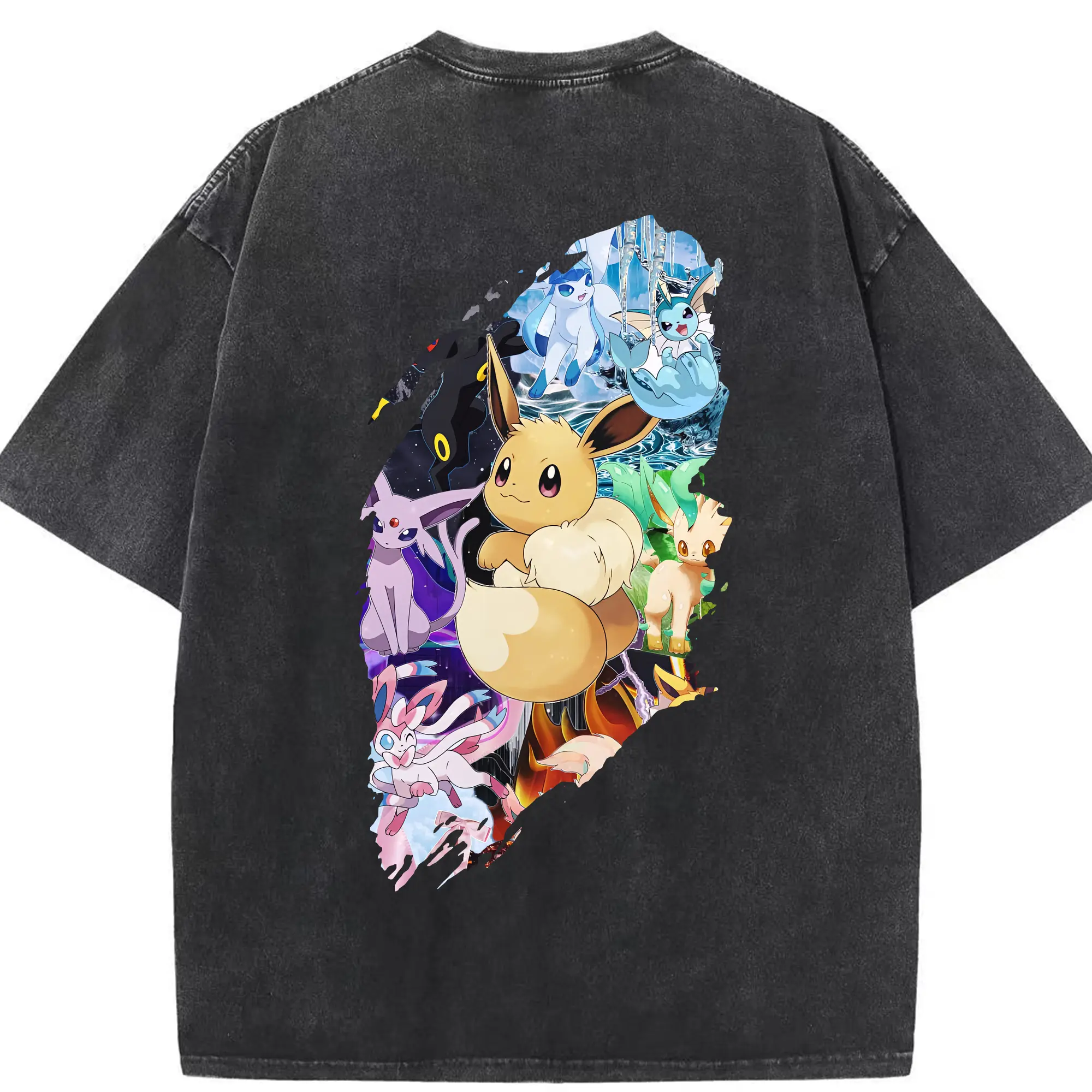 ポケモン グッズ,イーブイ - 綿100％ ヴィンテージ風 半袖Tシャツ ・ 背面プリント ・ 柔らか肌触り ・ 通気性 快適 ・ スポーツ カジュアル 外出用