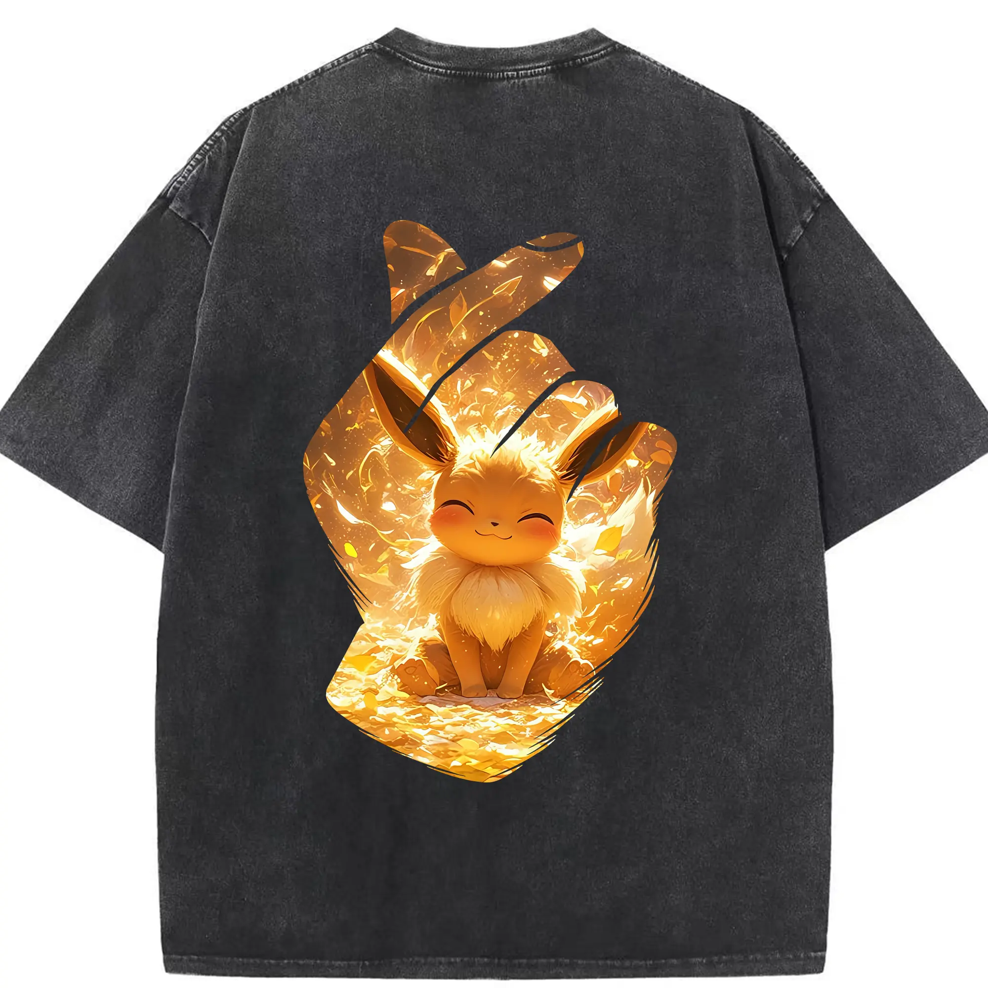 ポケモン グッズ,イーブイ - 綿100％ ヴィンテージ風 半袖Tシャツ ・ 背面プリント ・ 柔らか肌触り ・ 通気性 快適 ・ スポーツ カジュアル 外出用