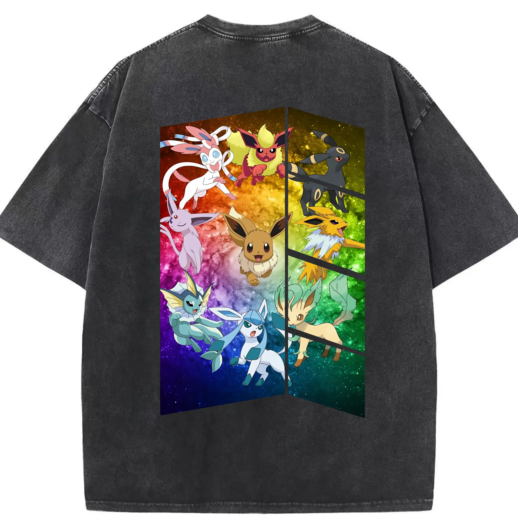 ポケモン グッズ,イーブイ - 綿100％ ヴィンテージ風 半袖Tシャツ ・ 背面プリント ・ 柔らか肌触り ・ 通気性 快適 ・ スポーツ カジュアル 外出用