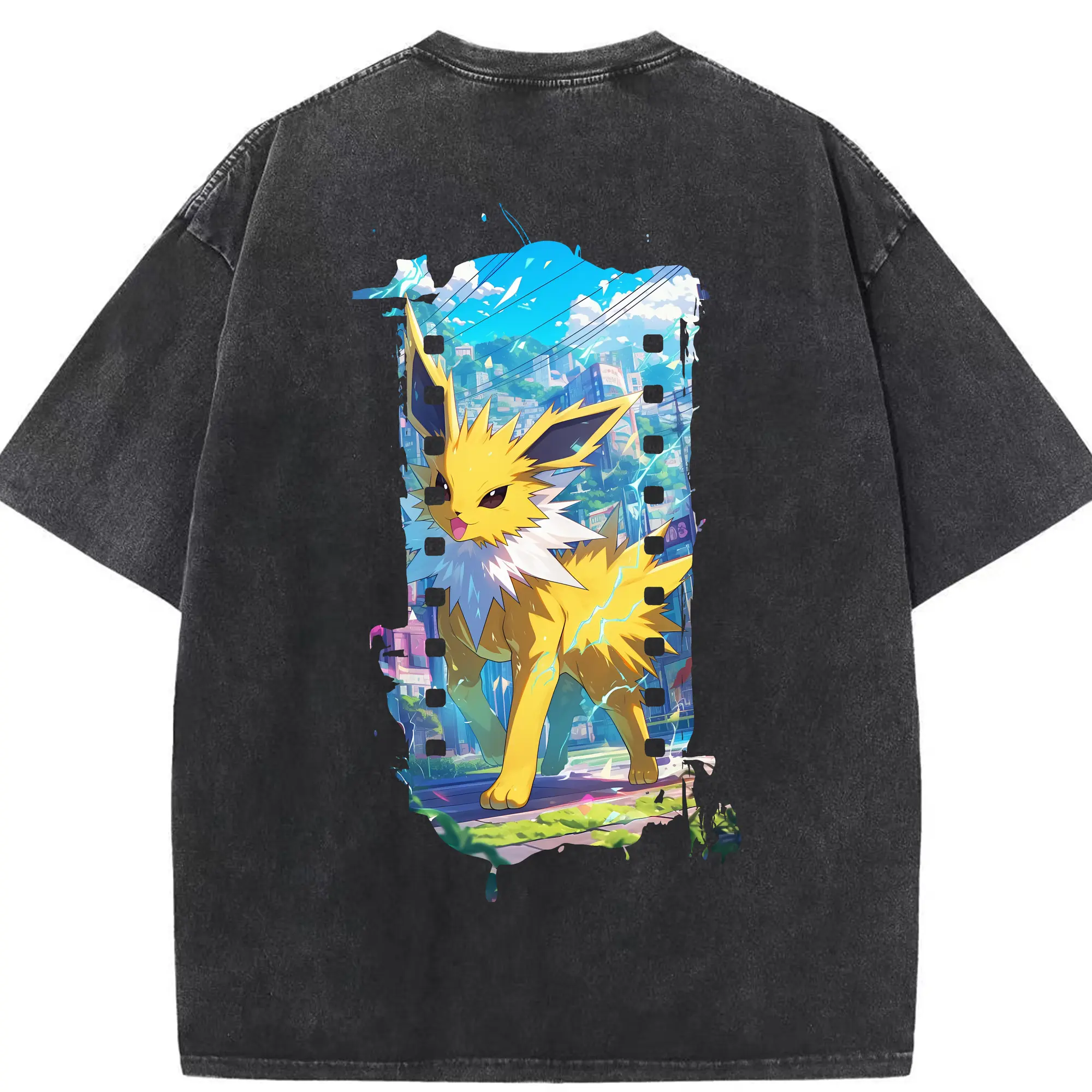 ポケモン グッズ,イーブイ - 綿100％ ヴィンテージ風 半袖Tシャツ ・ 背面プリント ・ 柔らか肌触り ・ 通気性 快適 ・ スポーツ カジュアル 外出用
