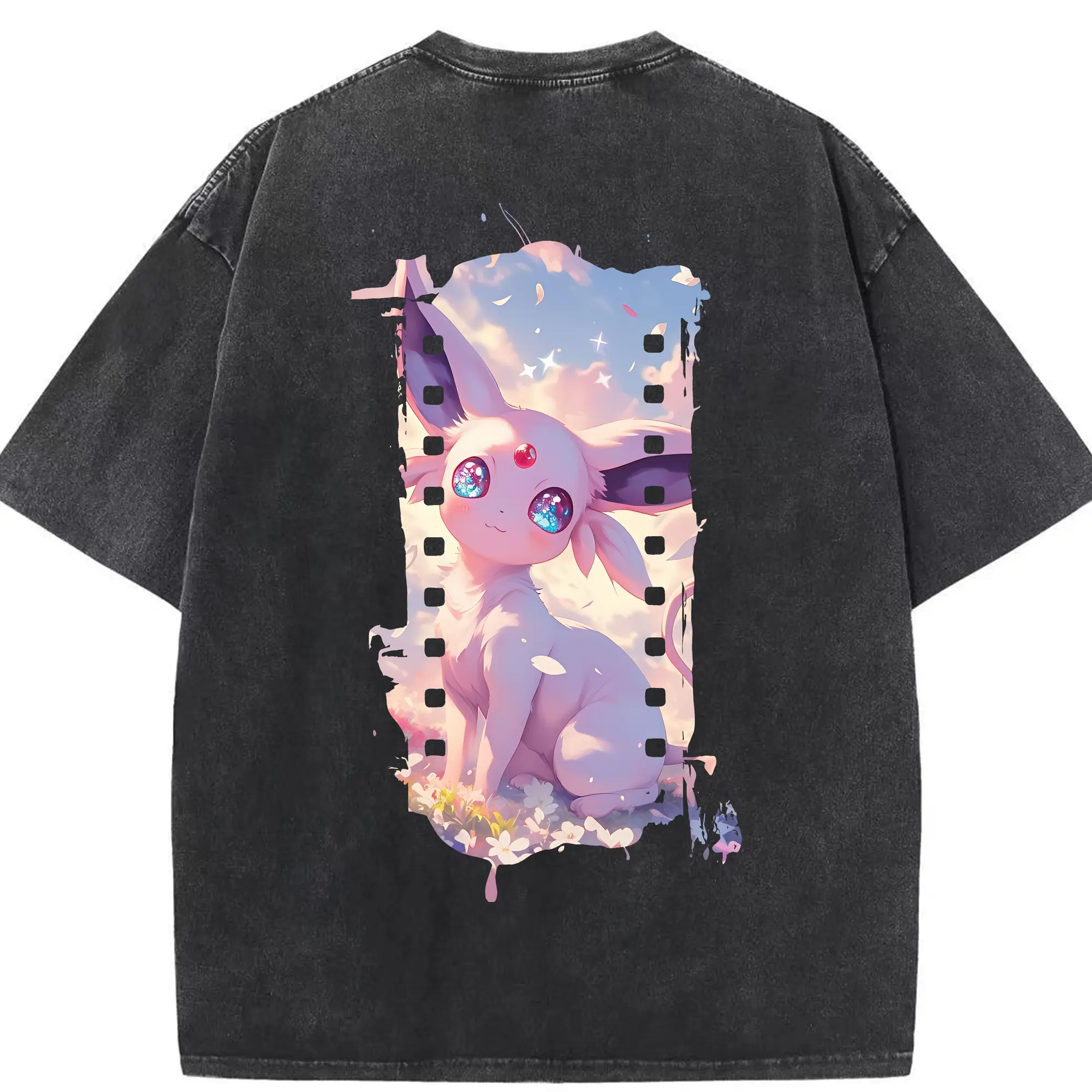 ポケモン グッズ,イーブイ - 綿100％ ヴィンテージ風 半袖Tシャツ ・ 背面プリント ・ 柔らか肌触り ・ 通気性 快適 ・ スポーツ カジュアル 外出用