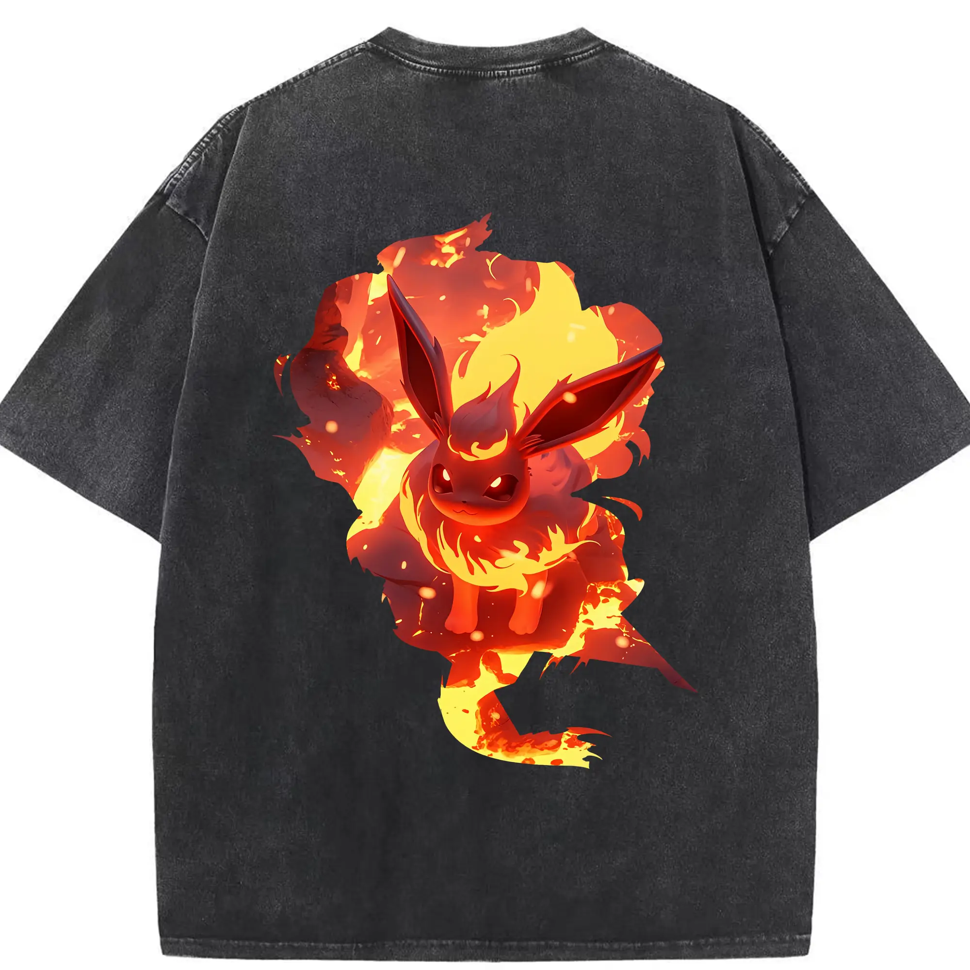 ポケモン グッズ,イーブイ - 綿100％ ヴィンテージ風 半袖Tシャツ ・ 背面プリント ・ 柔らか肌触り ・ 通気性 快適 ・ スポーツ カジュアル 外出用