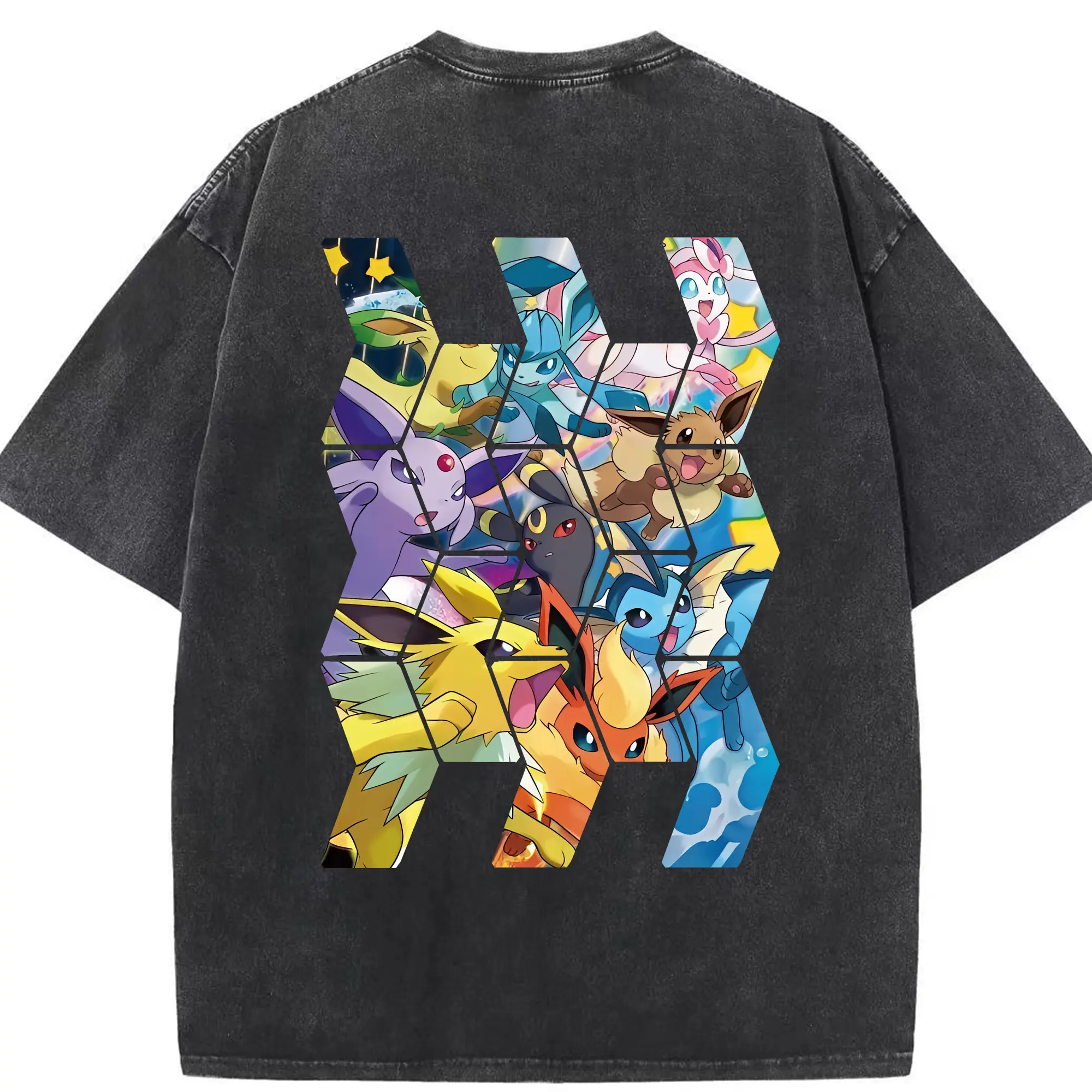 ポケモン グッズ,イーブイ - 綿100％ ヴィンテージ風 半袖Tシャツ ・ 背面プリント ・ 柔らか肌触り ・ 通気性 快適 ・ スポーツ カジュアル 外出用