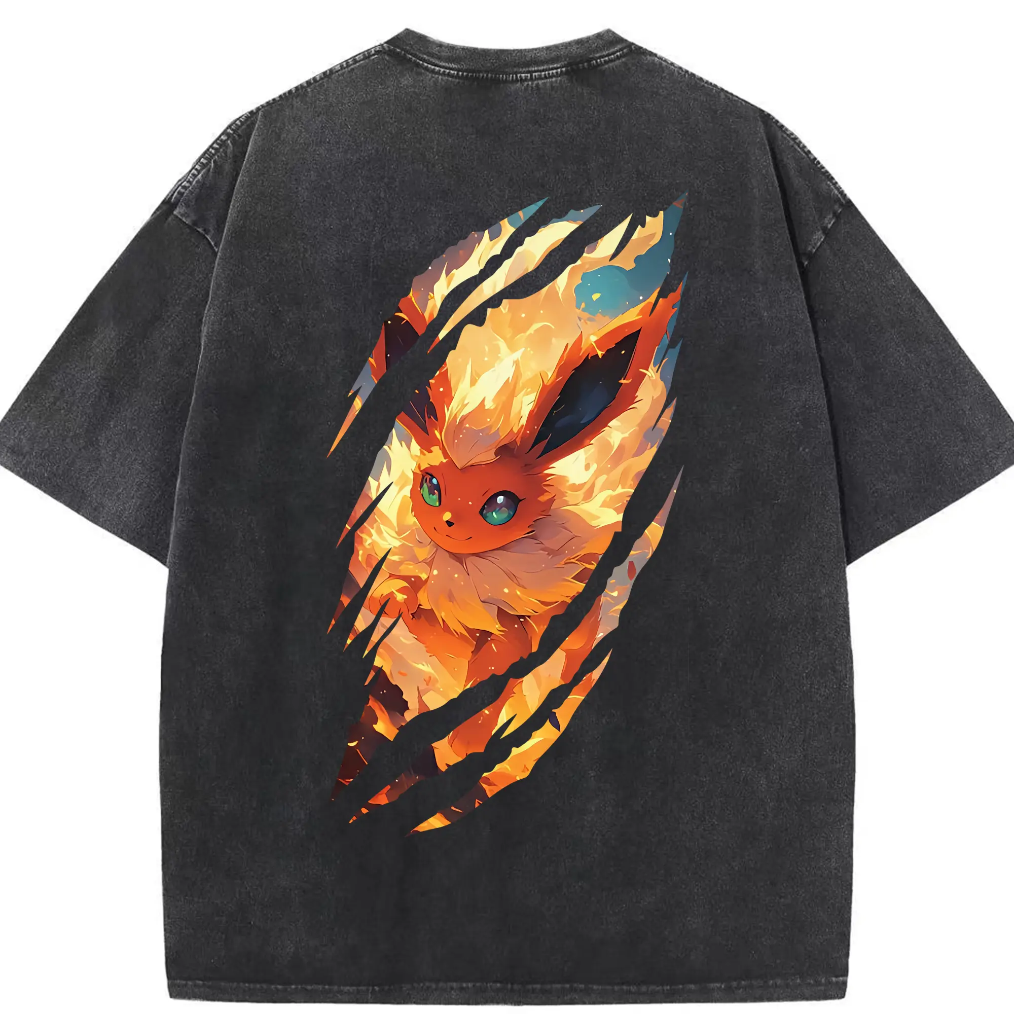 ポケモン グッズ,イーブイ - 綿100％ ヴィンテージ風 半袖Tシャツ ・ 背面プリント ・ 柔らか肌触り ・ 通気性 快適 ・ スポーツ カジュアル 外出用