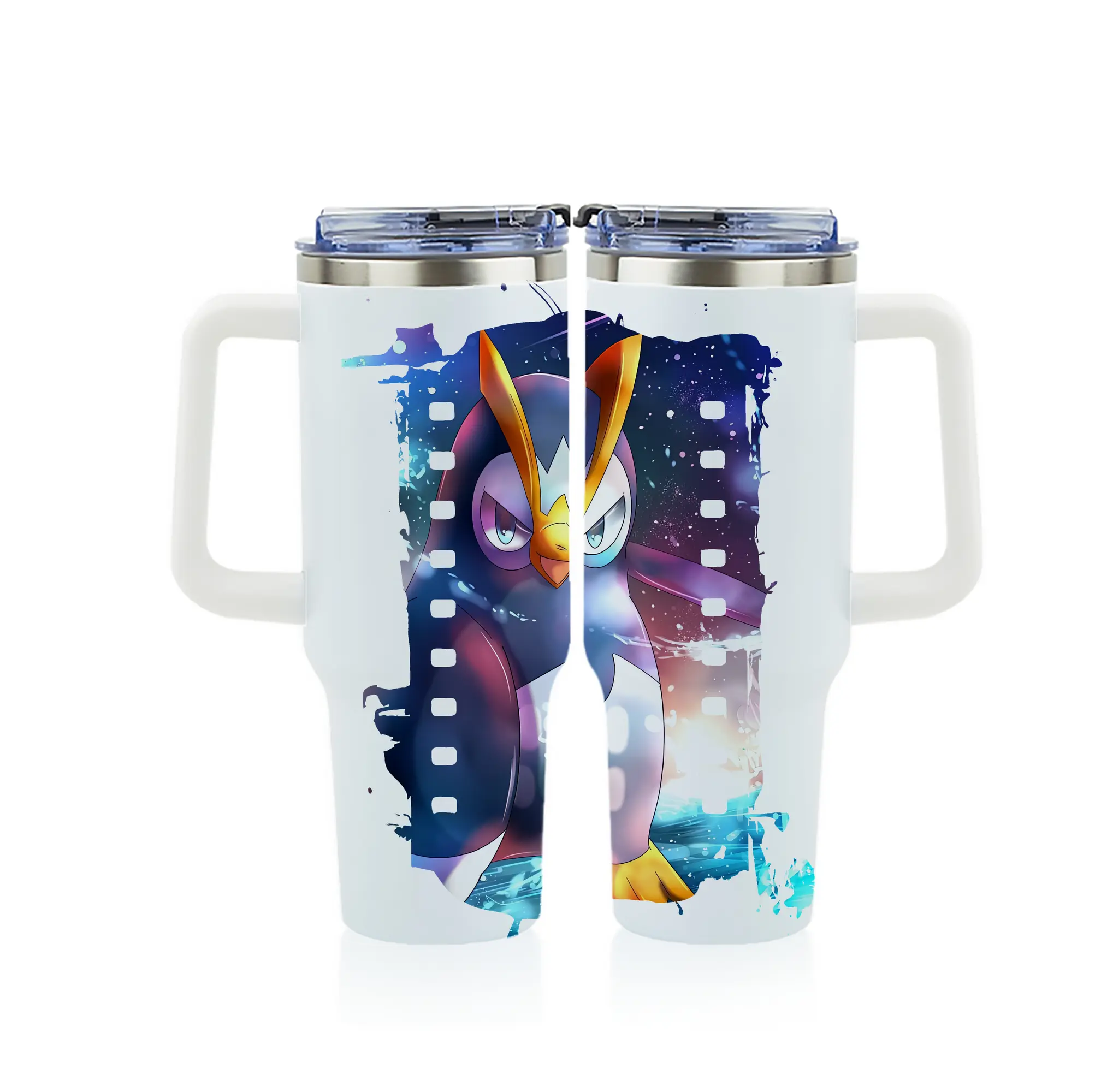 ポケモン グッズ,ポッチャマ - 1200mL フルプリント車用タンブラー ・ 304ステンレス 内側 ・ 201ステンレス 外側 ・ 保温 保冷 ・ 通勤 ドライブ アウトドア用