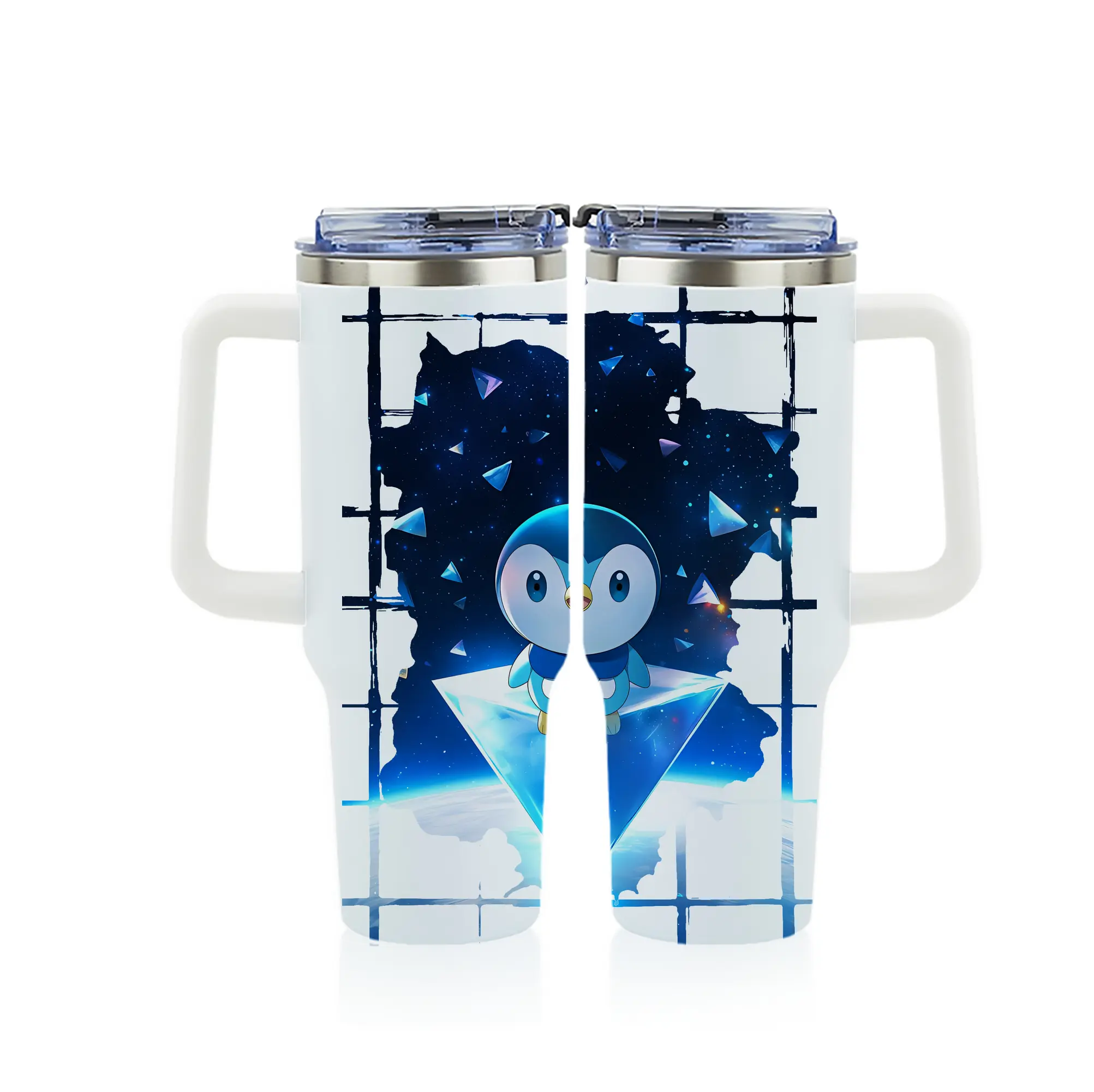 ポケモン グッズ,ポッチャマ - 1200mL フルプリント車用タンブラー ・ 304ステンレス 内側 ・ 201ステンレス 外側 ・ 保温 保冷 ・ 通勤 ドライブ アウトドア用