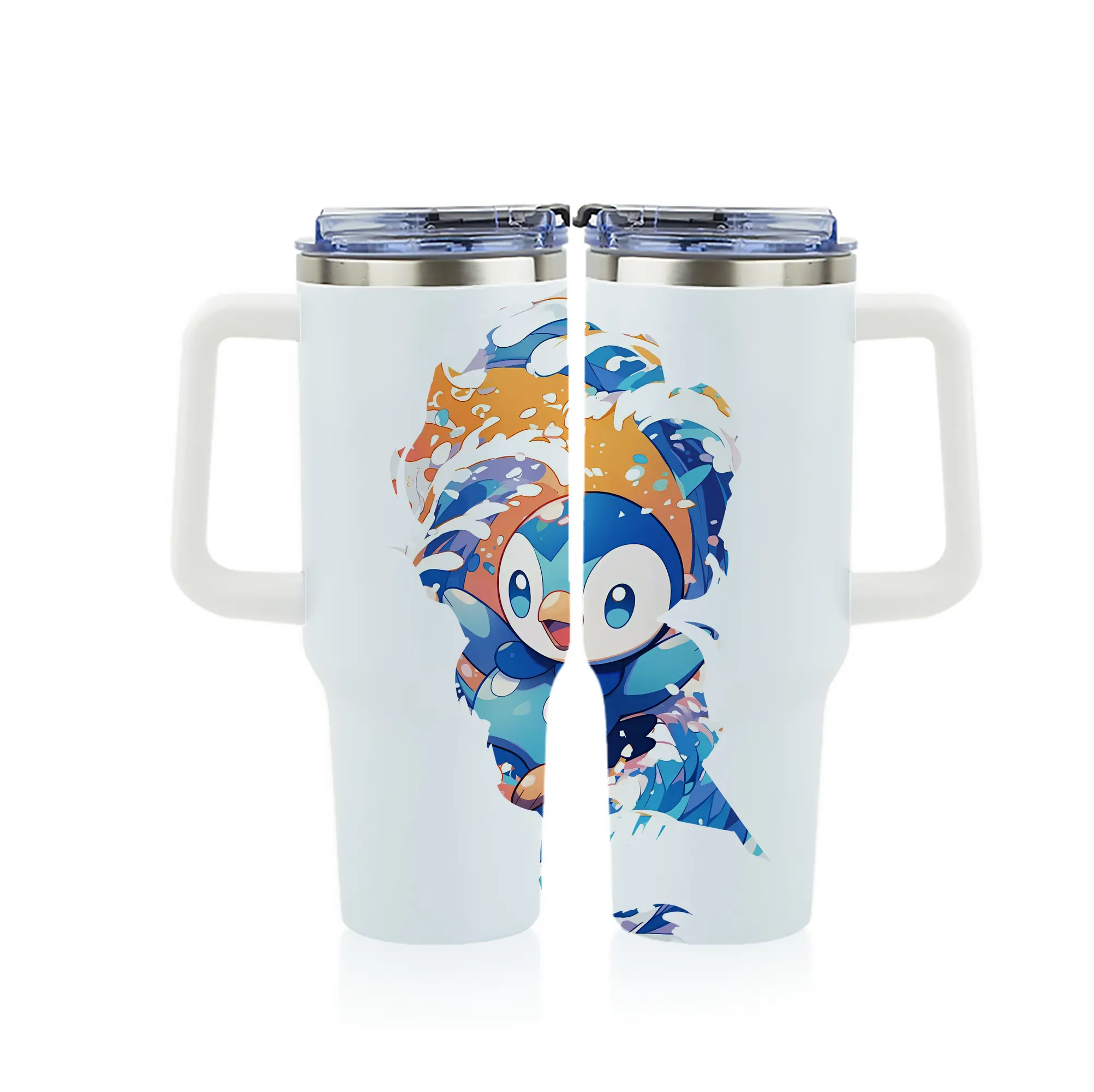 ポケモン グッズ,ポッチャマ - 1200mL フルプリント車用タンブラー ・ 304ステンレス 内側 ・ 201ステンレス 外側 ・ 保温 保冷 ・ 通勤 ドライブ アウトドア用