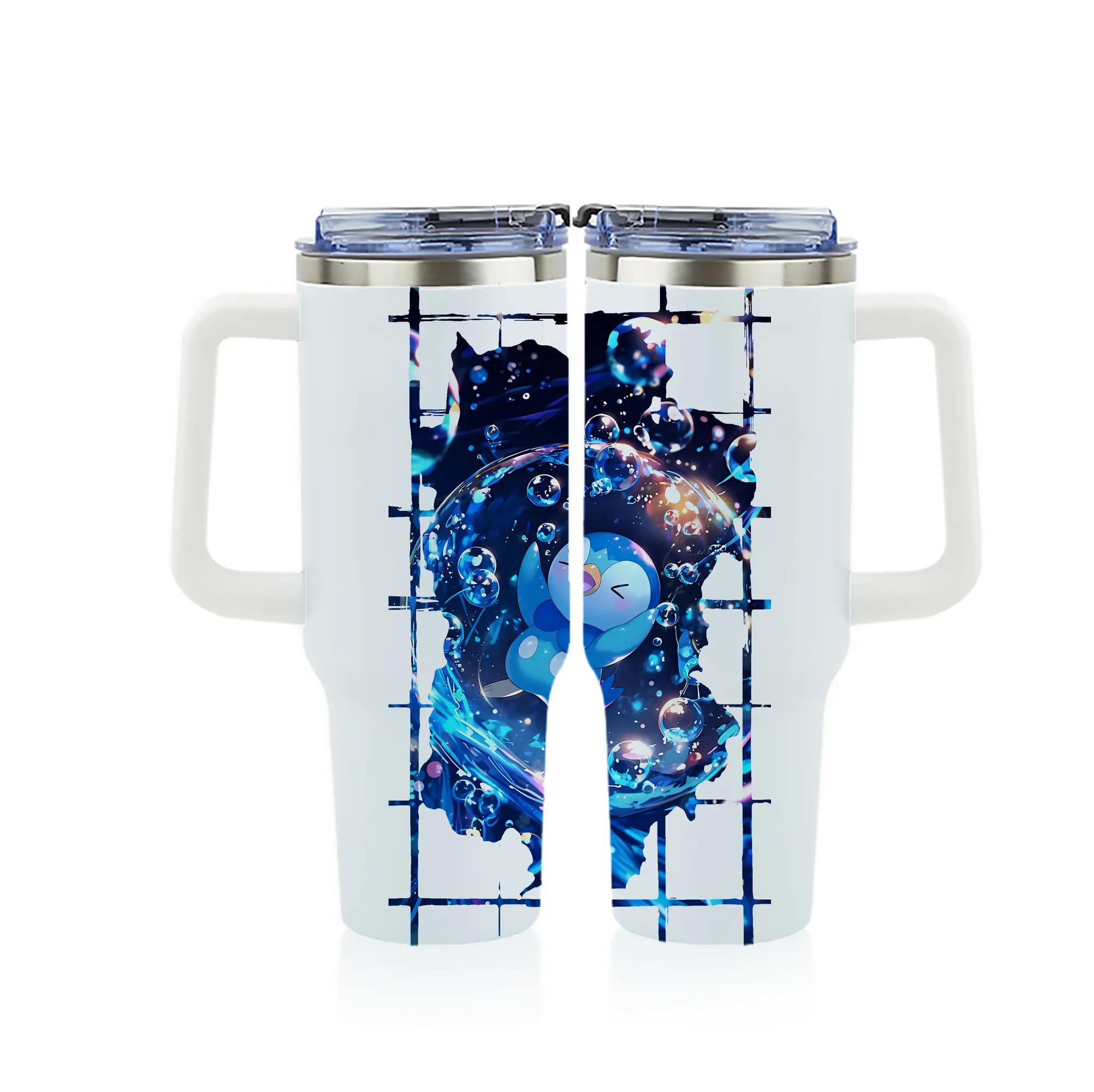 ポケモン グッズ,ポッチャマ - 1200mL フルプリント車用タンブラー ・ 304ステンレス 内側 ・ 201ステンレス 外側 ・ 保温 保冷 ・ 通勤 ドライブ アウトドア用