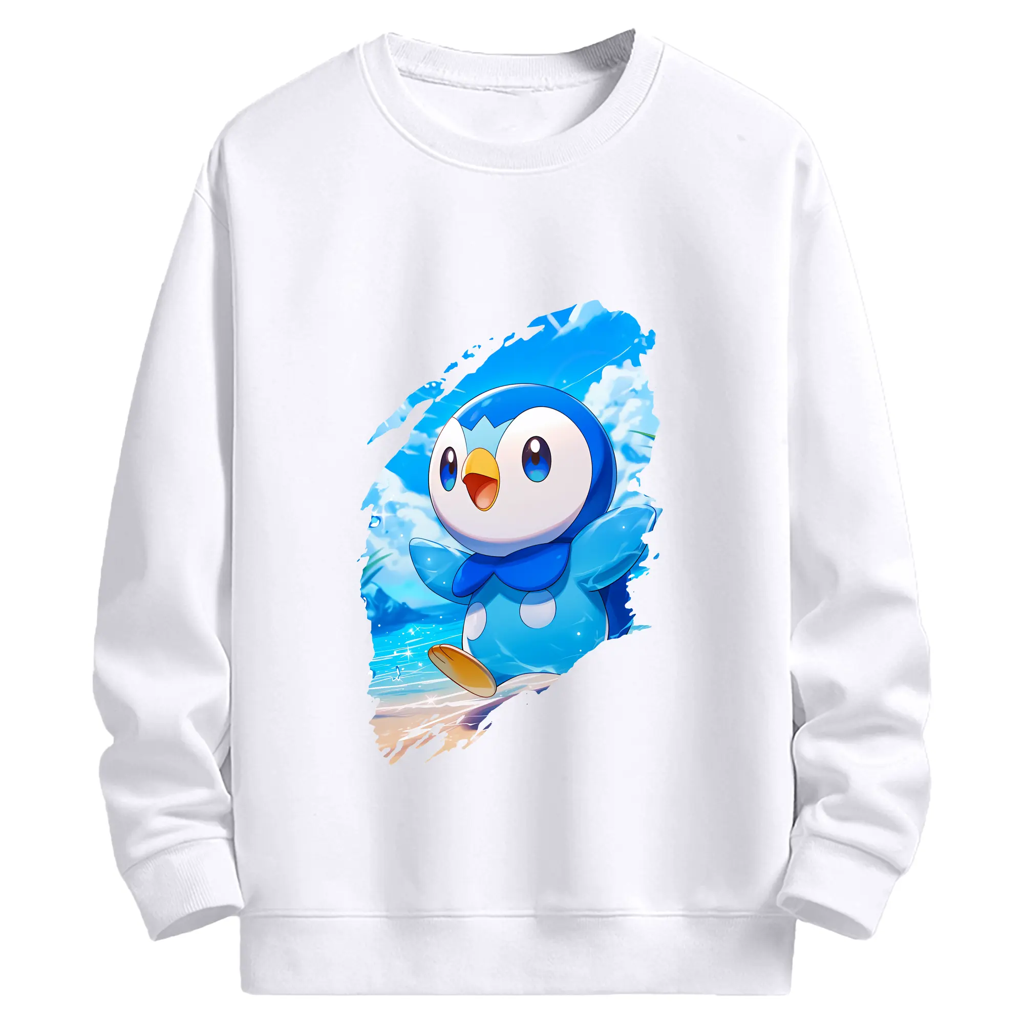 ポケモン グッズ,ポッチャマ - 高品質 クルーネック スウェット ・ コットン59％ ポリエステル41％ ・ ユニセックス 長袖 トレーナー ・ カジュアル デイリー スポーツ 散歩用