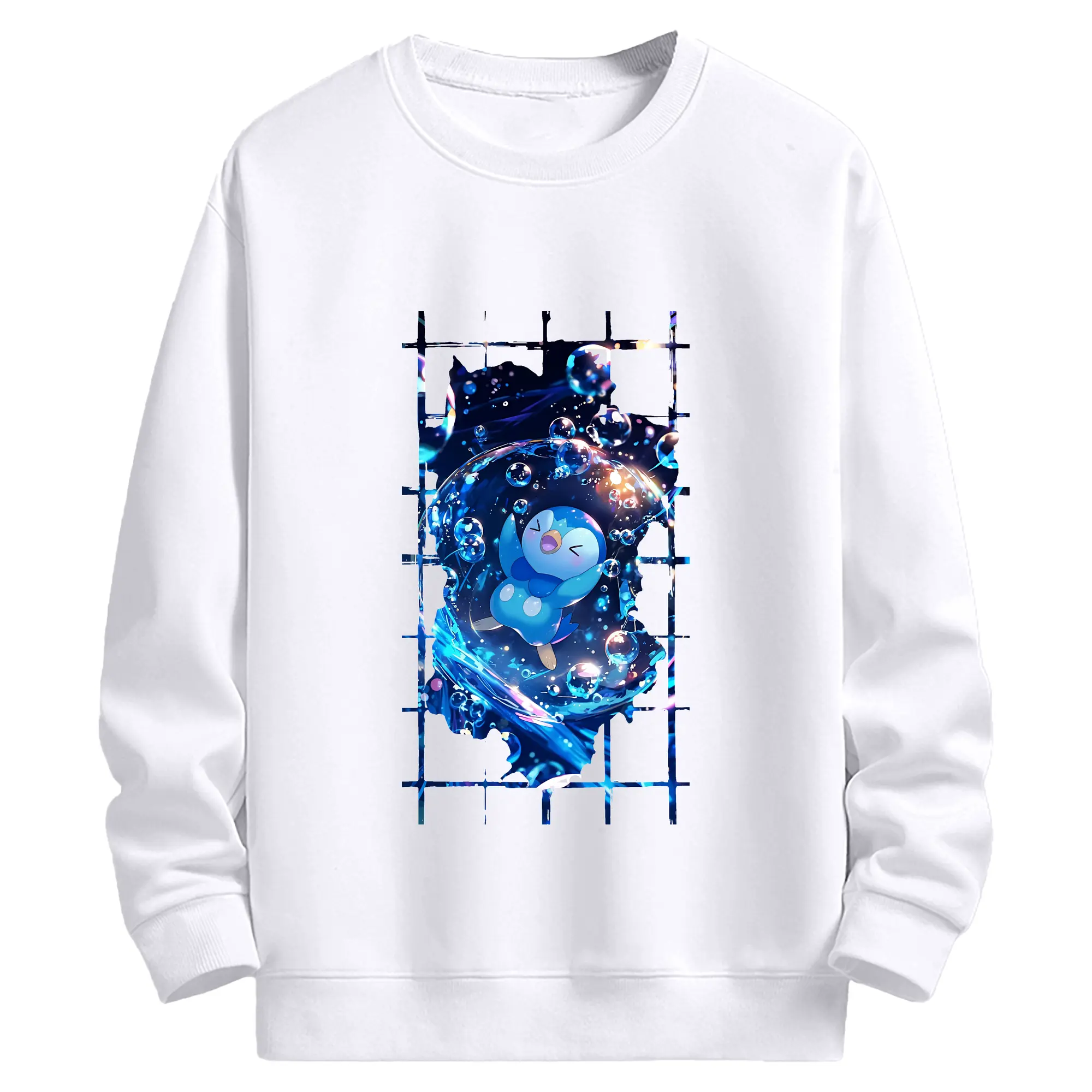 ポケモン グッズ,ポッチャマ - 高品質 クルーネック スウェット ・ コットン59％ ポリエステル41％ ・ ユニセックス 長袖 トレーナー ・ カジュアル デイリー スポーツ 散歩用