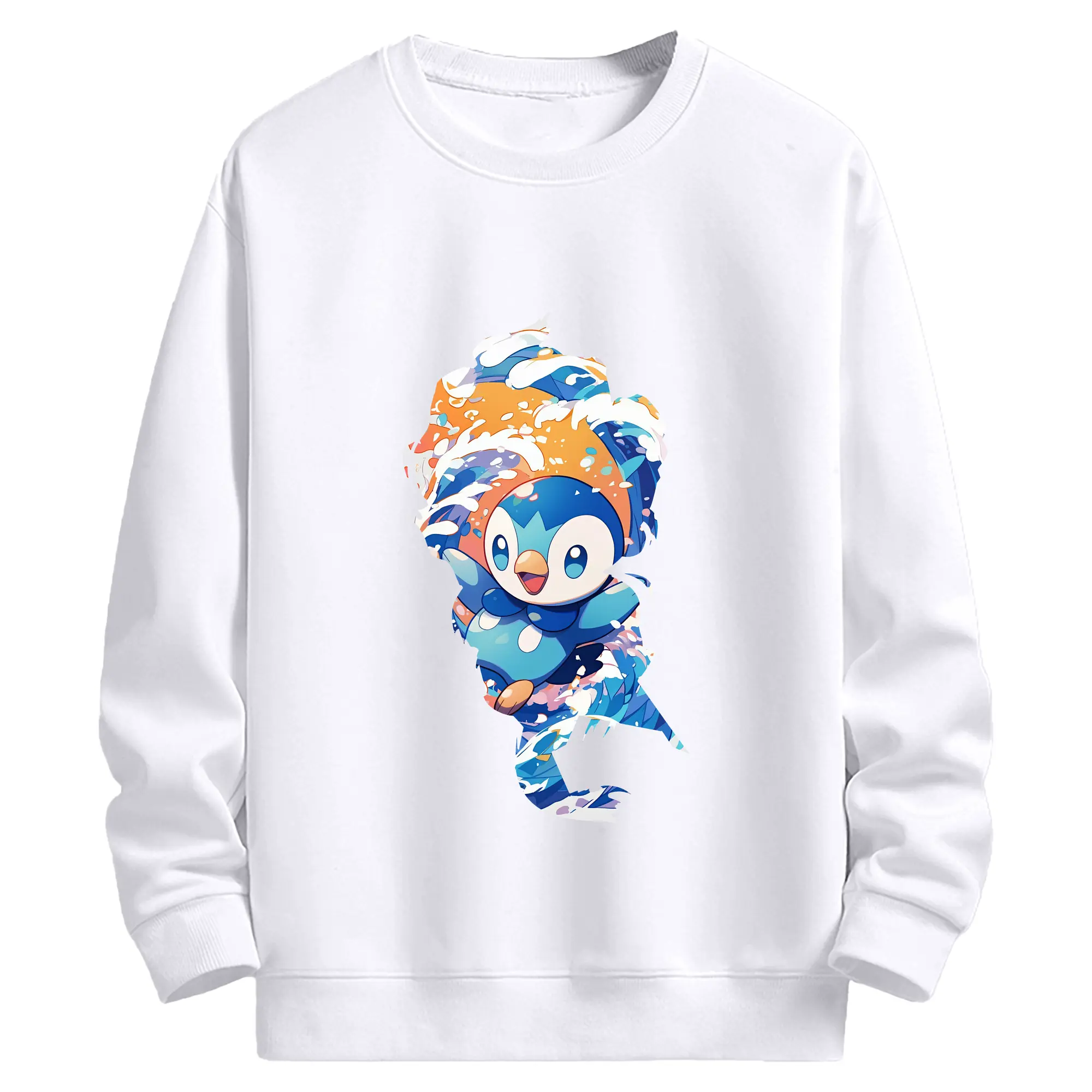 ポケモン グッズ,ポッチャマ - 高品質 クルーネック スウェット ・ コットン59％ ポリエステル41％ ・ ユニセックス 長袖 トレーナー ・ カジュアル デイリー スポーツ 散歩用