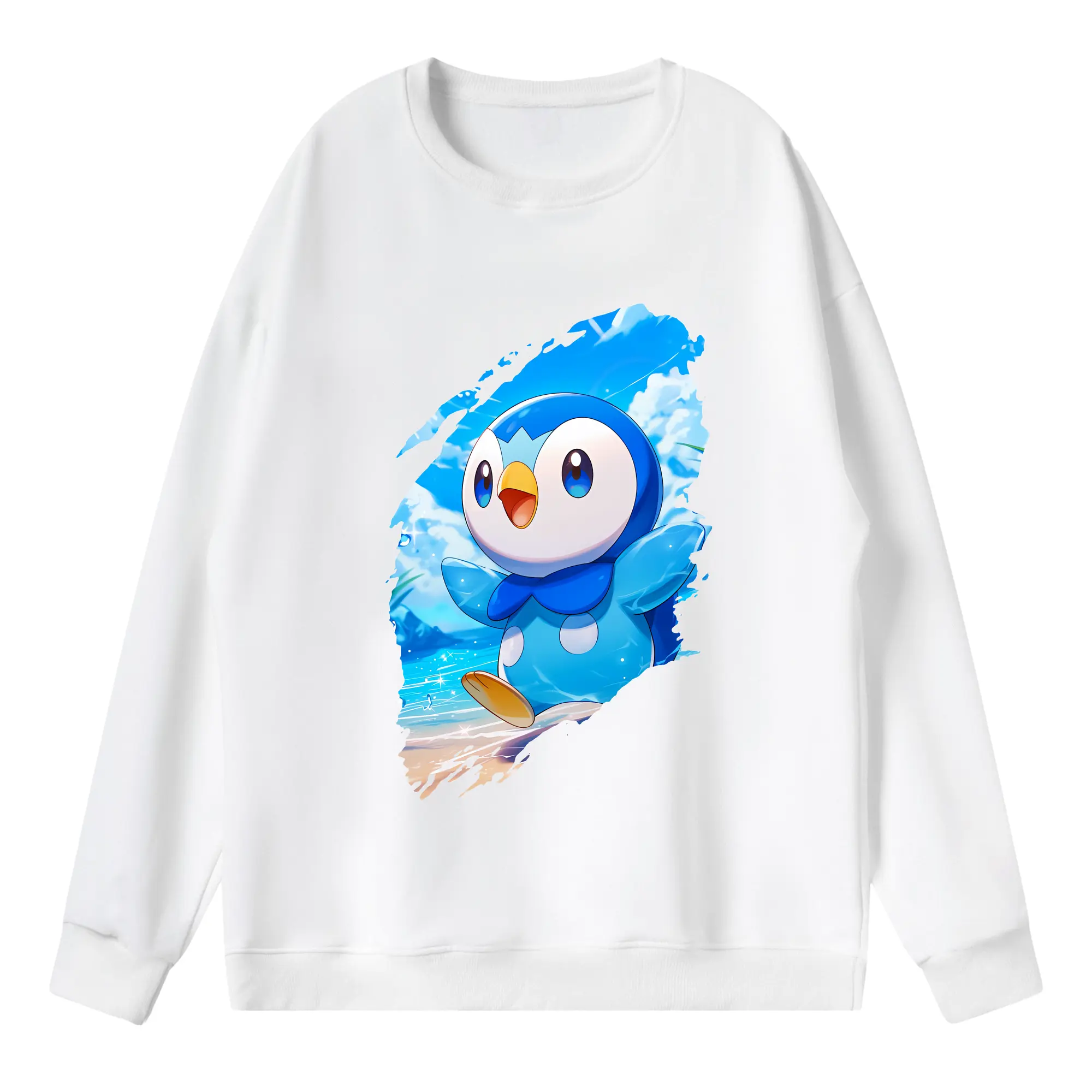 ポケモン グッズ,ポッチャマ - 薄手 クルーネック スウェット 裏毛260g · ポリエステル 春秋向け カジュアル 男女兼用 · トレーナー デイリー スポーツ 散歩に最適