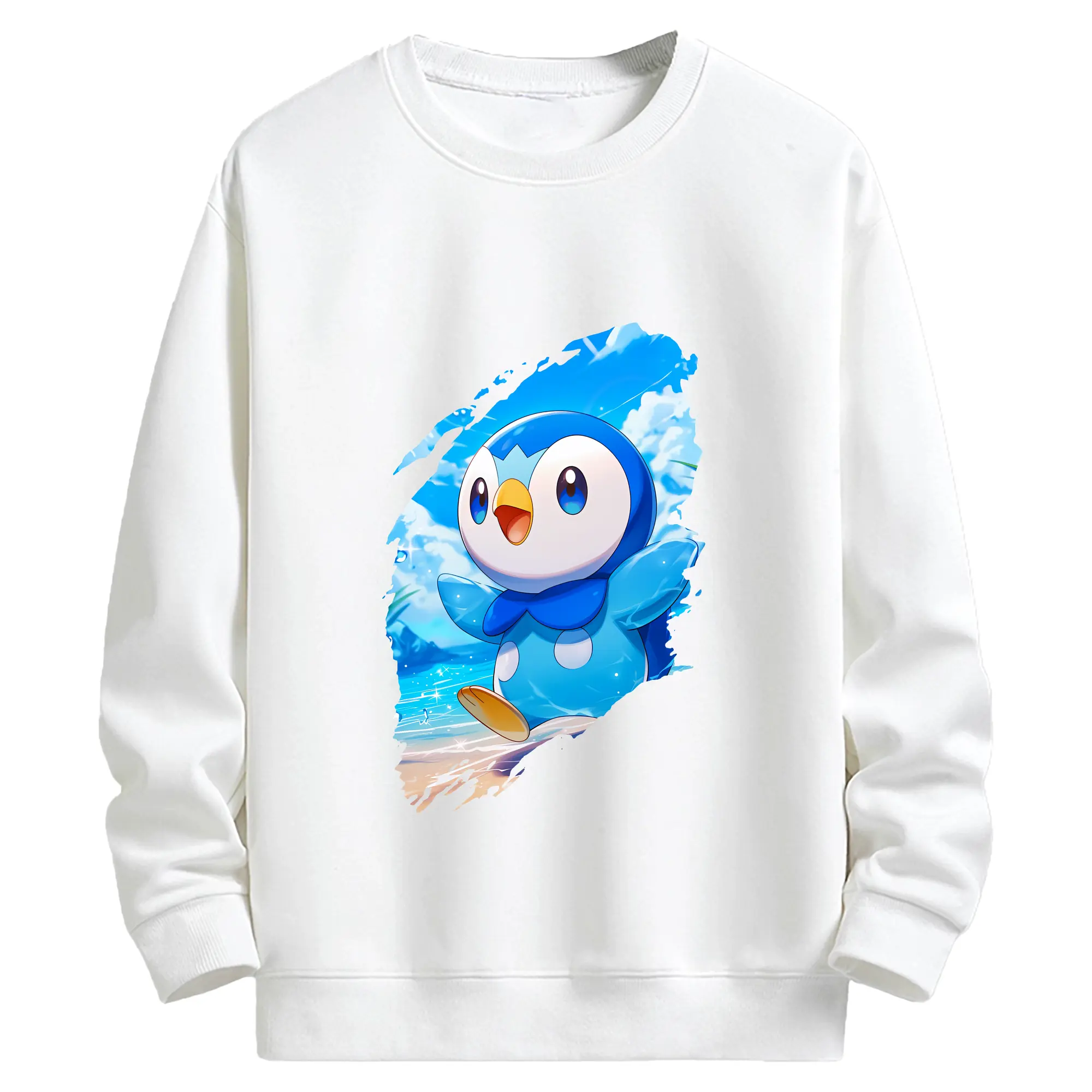 ポケモン グッズ,ポッチャマ - キッズ クルーネックスウェットシャツ ・ フロントプリント ・ 綿80％ ポリエステル20％ ・ 快適 通学 スポーツ 日常使い お散歩用