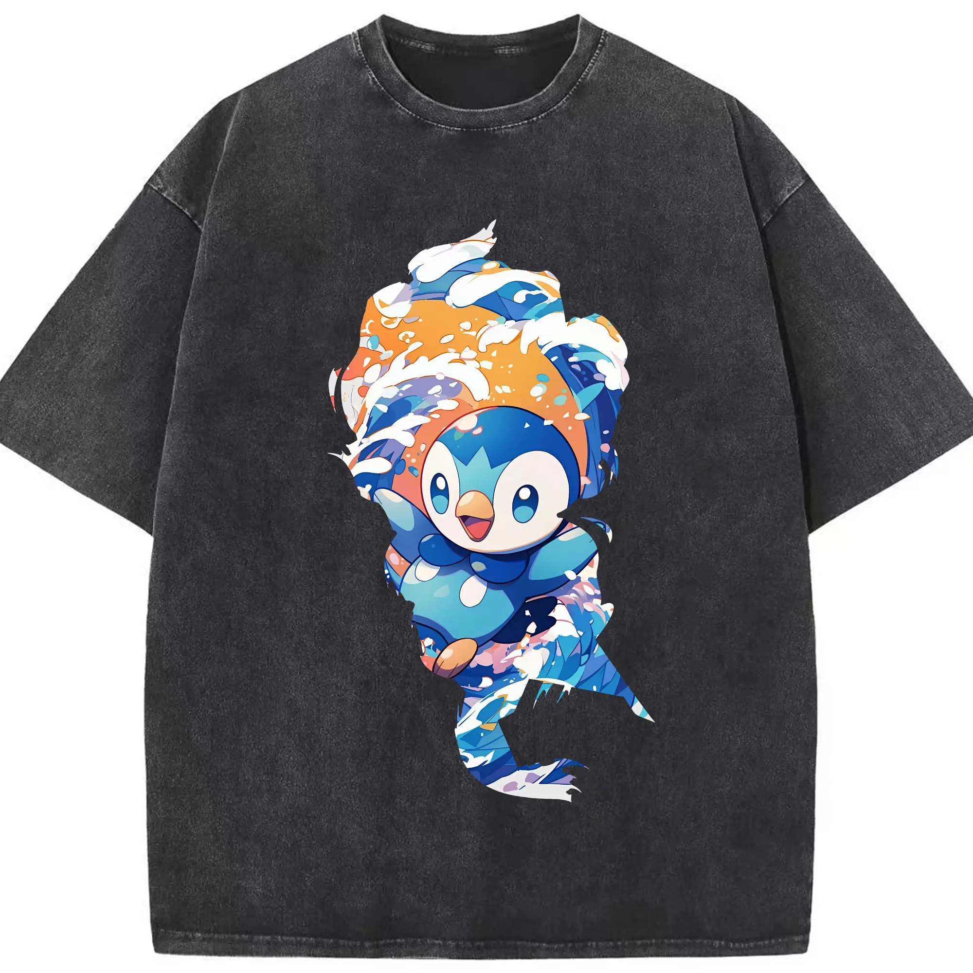 ポケモン グッズ,ポッチャマ - 綿100％ ヴィンテージ風 半袖Tシャツ ・ フロントプリント ・ 柔らか肌触り ・ 通気性 快適 ・ スポーツ カジュアル 外出用