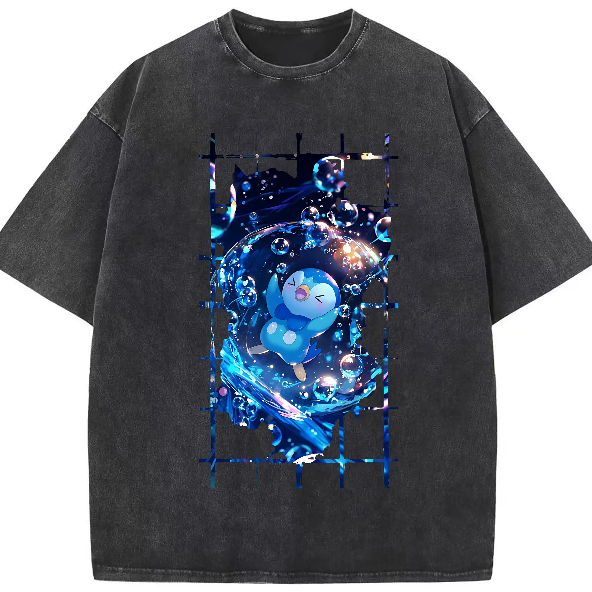 ポケモン グッズ,ポッチャマ - 綿100％ ヴィンテージ風 半袖Tシャツ ・ フロントプリント ・ 柔らか肌触り ・ 通気性 快適 ・ スポーツ カジュアル 外出用