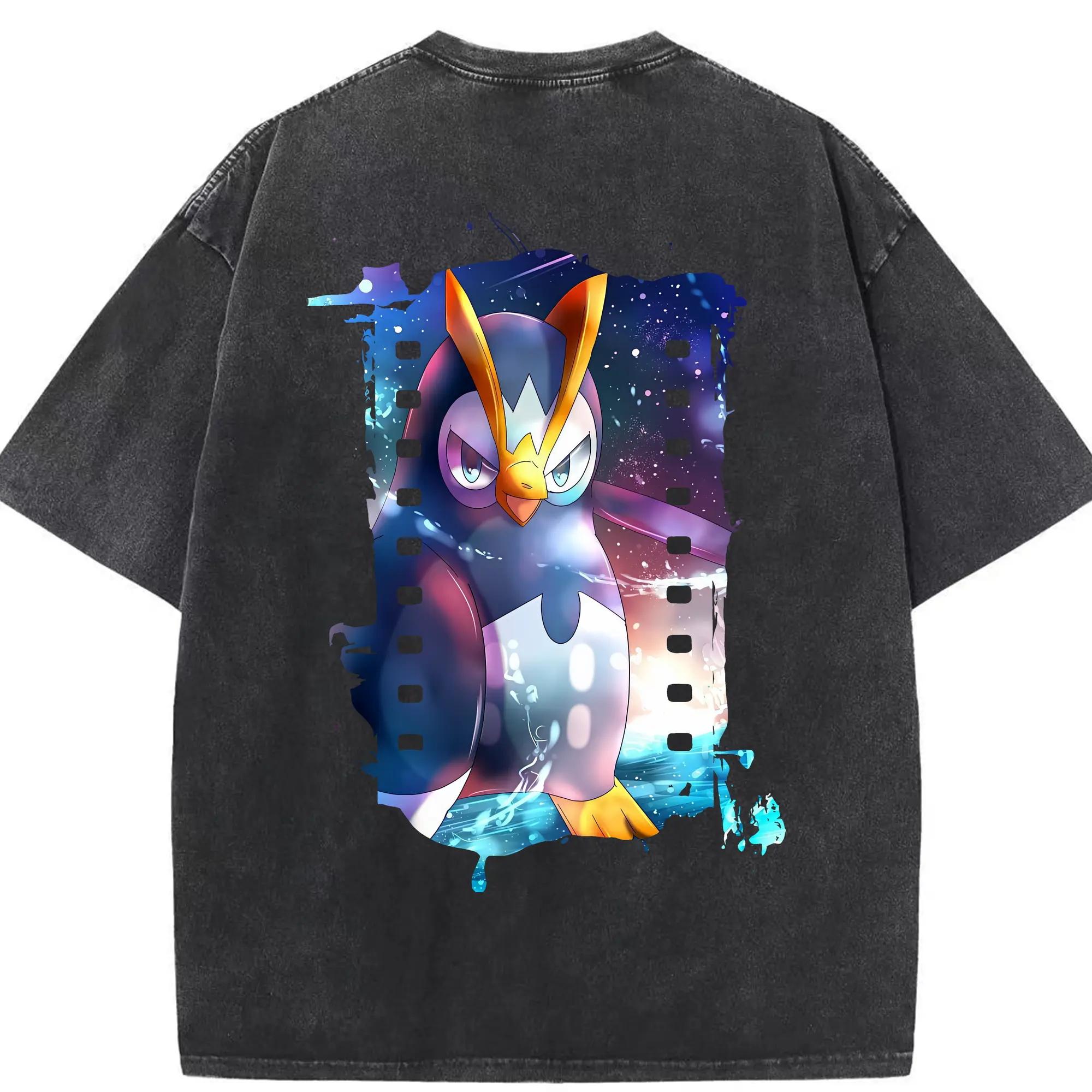 ポケモン グッズ,ポッチャマ - 綿100％ ヴィンテージ風 半袖Tシャツ ・ 背面プリント ・ 柔らか肌触り ・ 通気性 快適 ・ スポーツ カジュアル 外出用