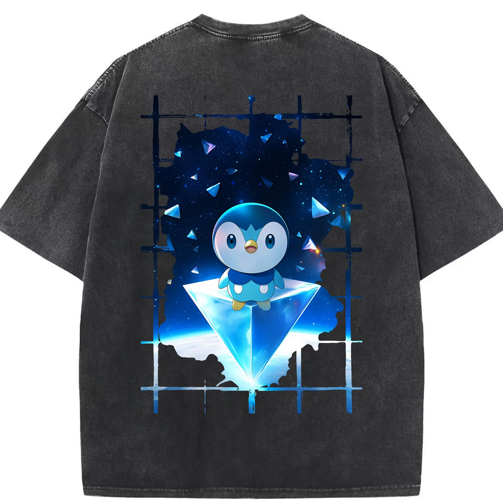 ポケモン グッズ,ポッチャマ - 綿100％ ヴィンテージ風 半袖Tシャツ ・ 背面プリント ・ 柔らか肌触り ・ 通気性 快適 ・ スポーツ カジュアル 外出用