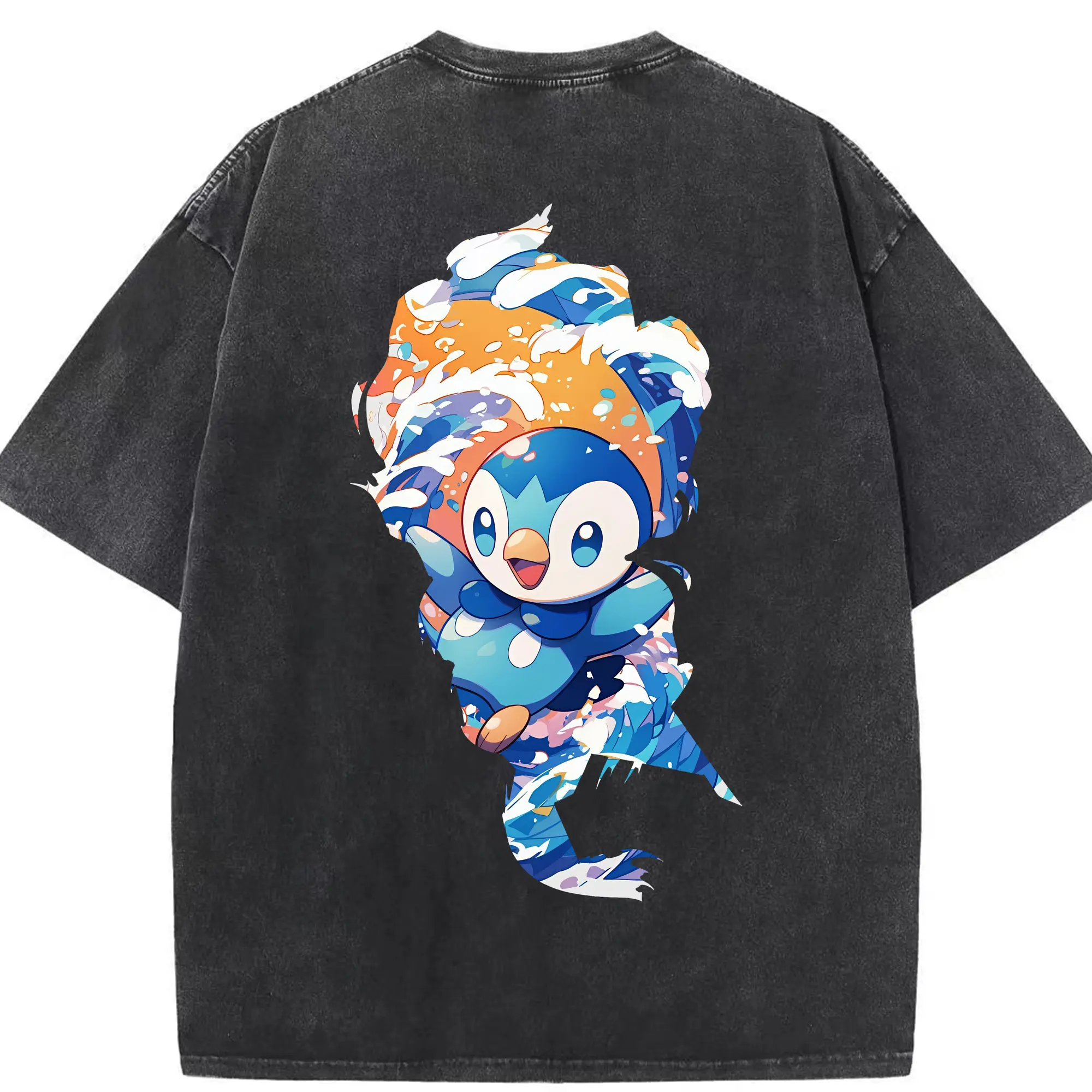 ポケモン グッズ,ポッチャマ - 綿100％ ヴィンテージ風 半袖Tシャツ ・ 背面プリント ・ 柔らか肌触り ・ 通気性 快適 ・ スポーツ カジュアル 外出用