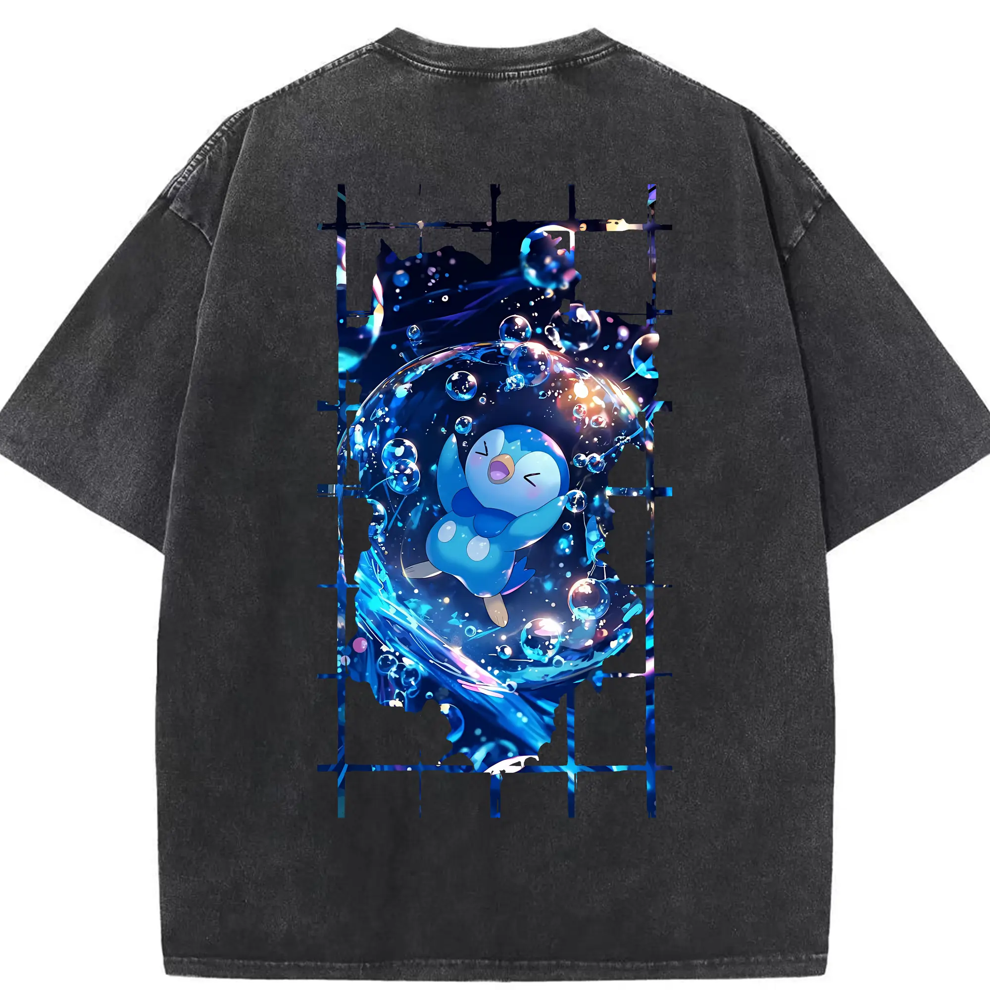 ポケモン グッズ,ポッチャマ - 綿100％ ヴィンテージ風 半袖Tシャツ ・ 背面プリント ・ 柔らか肌触り ・ 通気性 快適 ・ スポーツ カジュアル 外出用