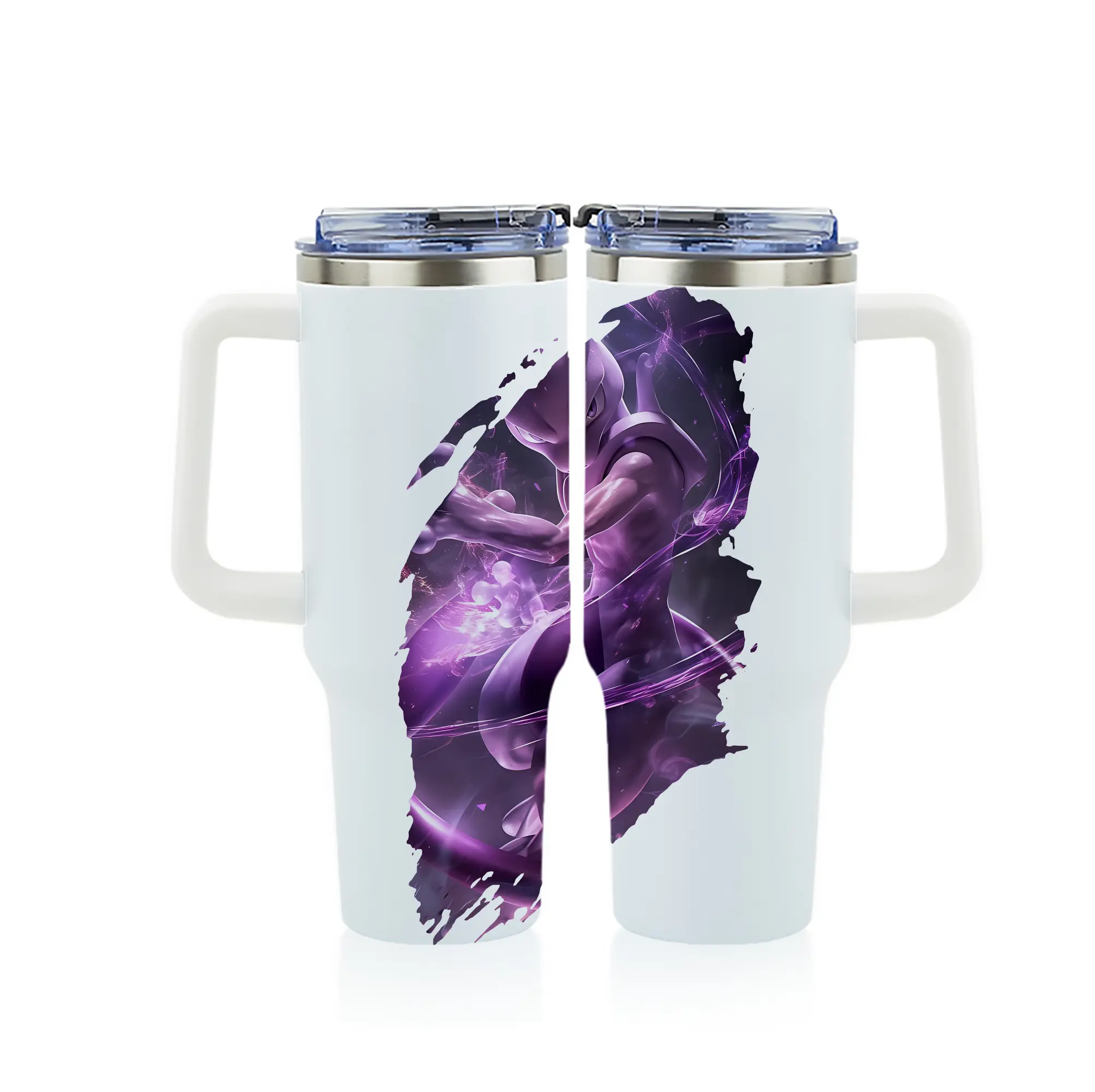 ポケモン グッズ,ミュウツー - 1200mL フルプリント車用タンブラー ・ 304ステンレス 内側 ・ 201ステンレス 外側 ・ 保温 保冷 ・ 通勤 ドライブ アウトドア用