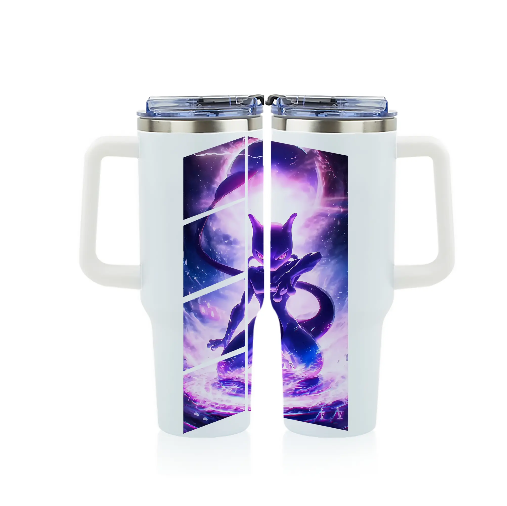 ポケモン グッズ,ミュウツー - 1200mL フルプリント車用タンブラー ・ 304ステンレス 内側 ・ 201ステンレス 外側 ・ 保温 保冷 ・ 通勤 ドライブ アウトドア用