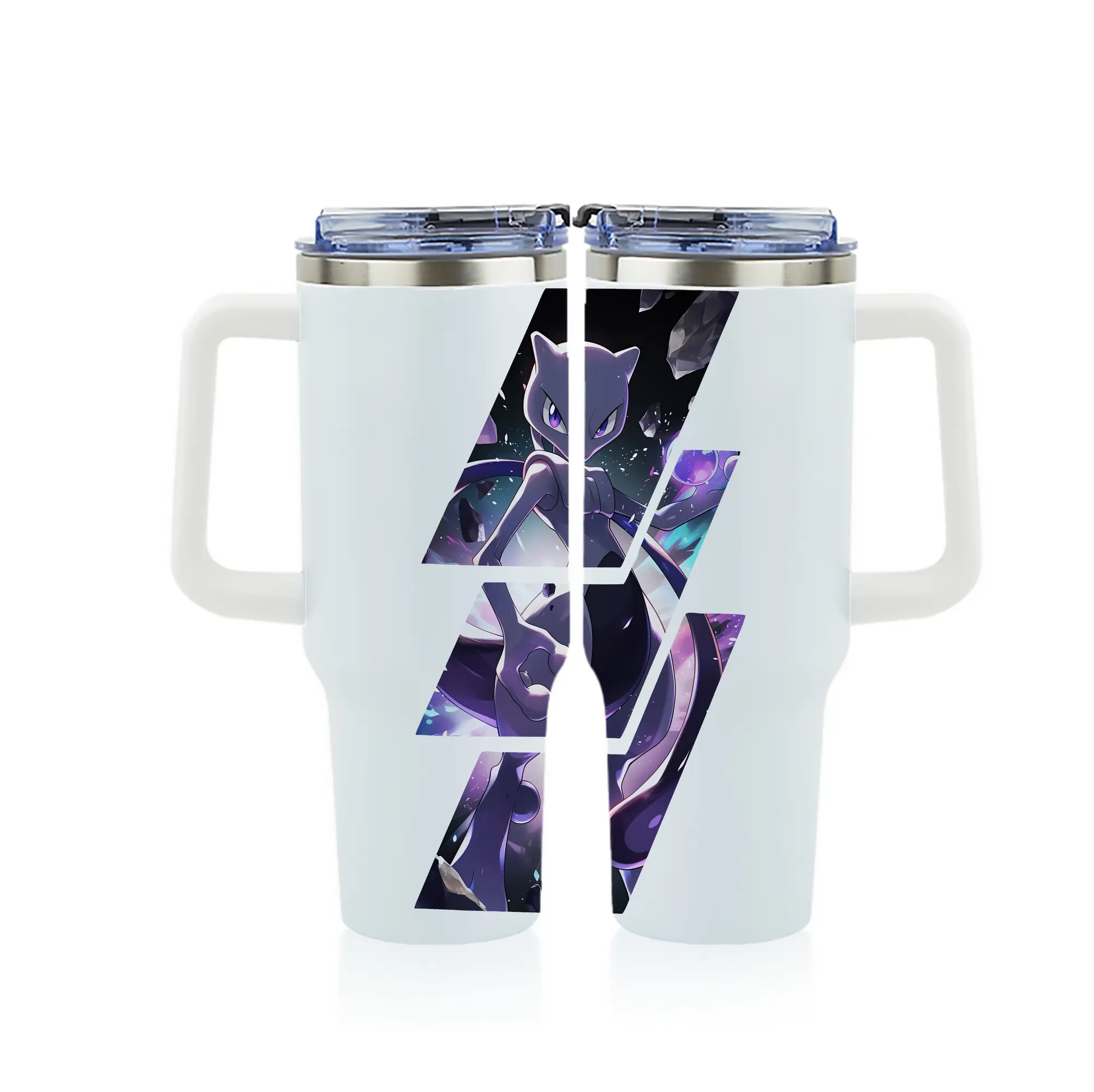 ポケモン グッズ,ミュウツー - 1200mL フルプリント車用タンブラー ・ 304ステンレス 内側 ・ 201ステンレス 外側 ・ 保温 保冷 ・ 通勤 ドライブ アウトドア用