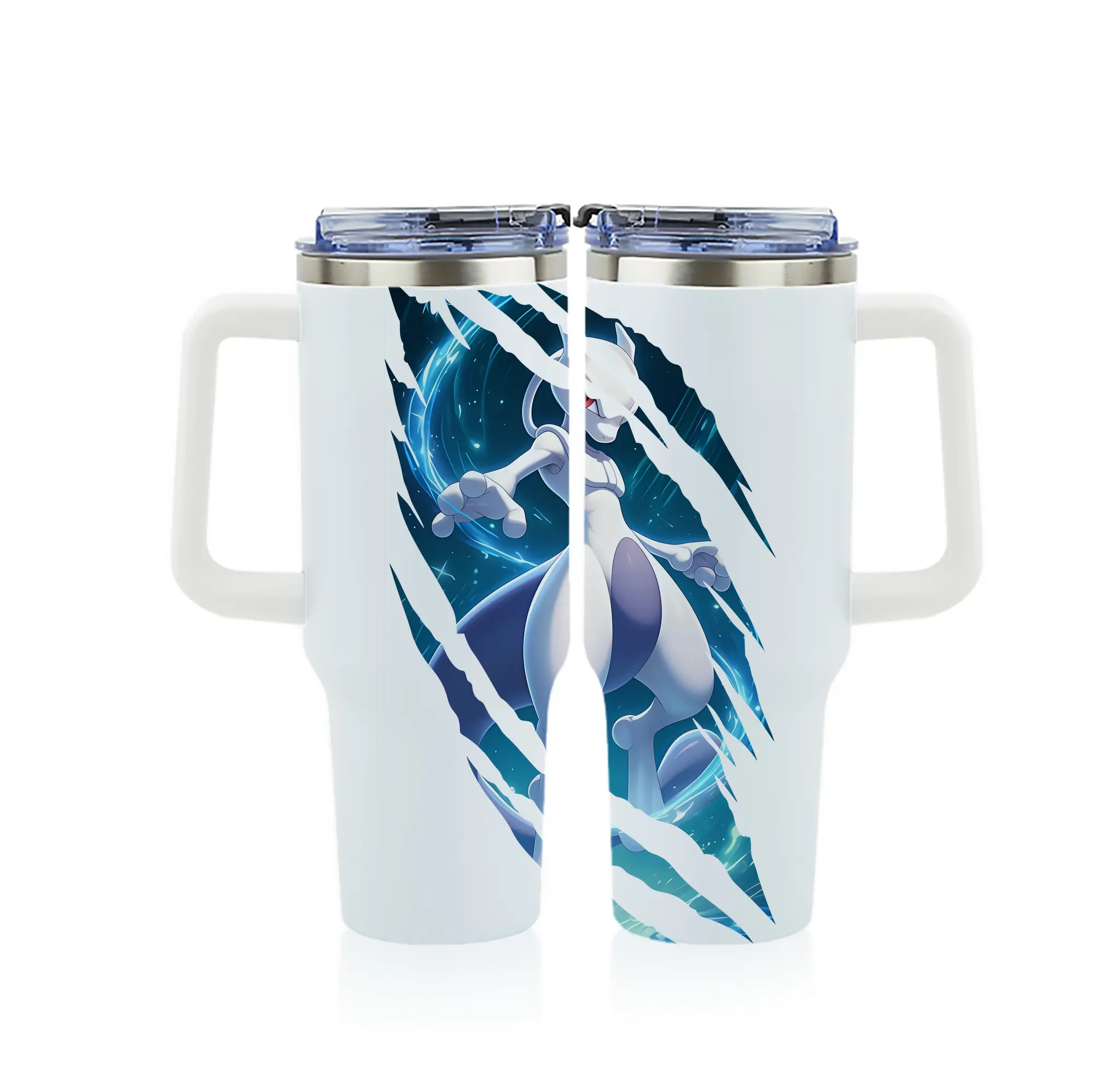 ポケモン グッズ,ミュウツー - 1200mL フルプリント車用タンブラー ・ 304ステンレス 内側 ・ 201ステンレス 外側 ・ 保温 保冷 ・ 通勤 ドライブ アウトドア用