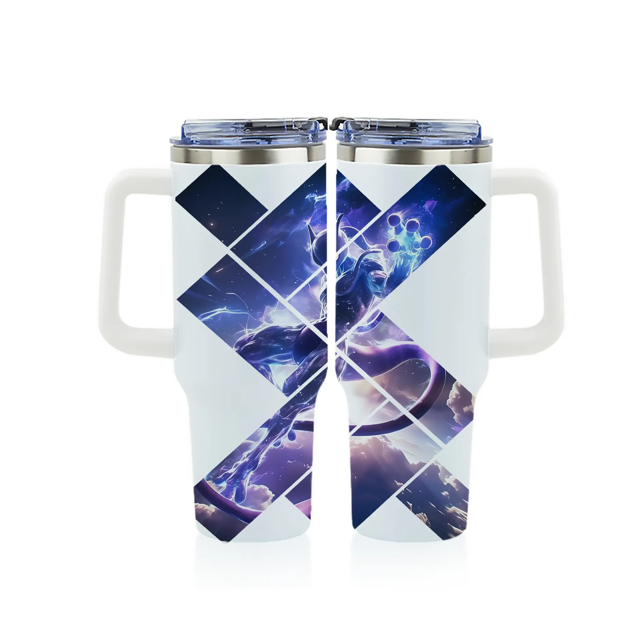 ポケモン グッズ,ミュウツー - 1200mL フルプリント車用タンブラー ・ 304ステンレス 内側 ・ 201ステンレス 外側 ・ 保温 保冷 ・ 通勤 ドライブ アウトドア用