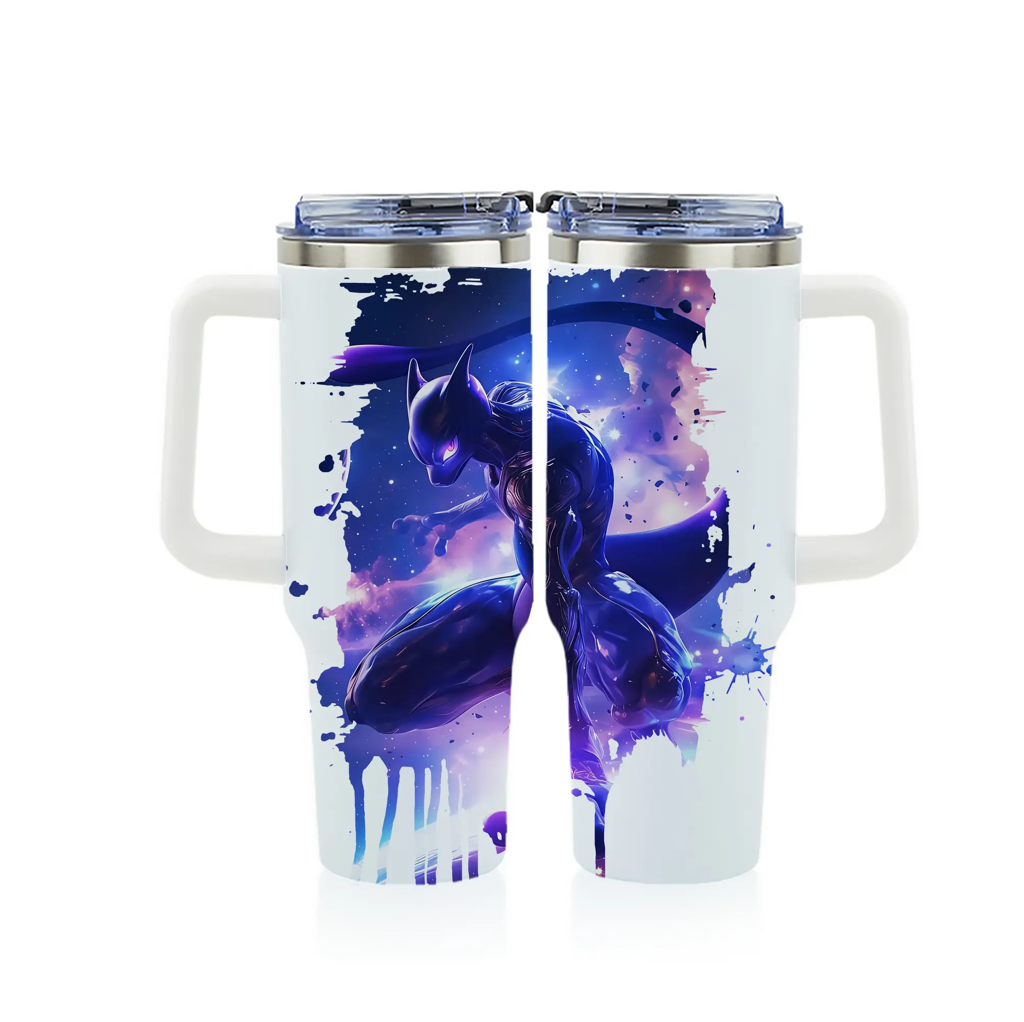 ポケモン グッズ,ミュウツー - 1200mL フルプリント車用タンブラー ・ 304ステンレス 内側 ・ 201ステンレス 外側 ・ 保温 保冷 ・ 通勤 ドライブ アウトドア用