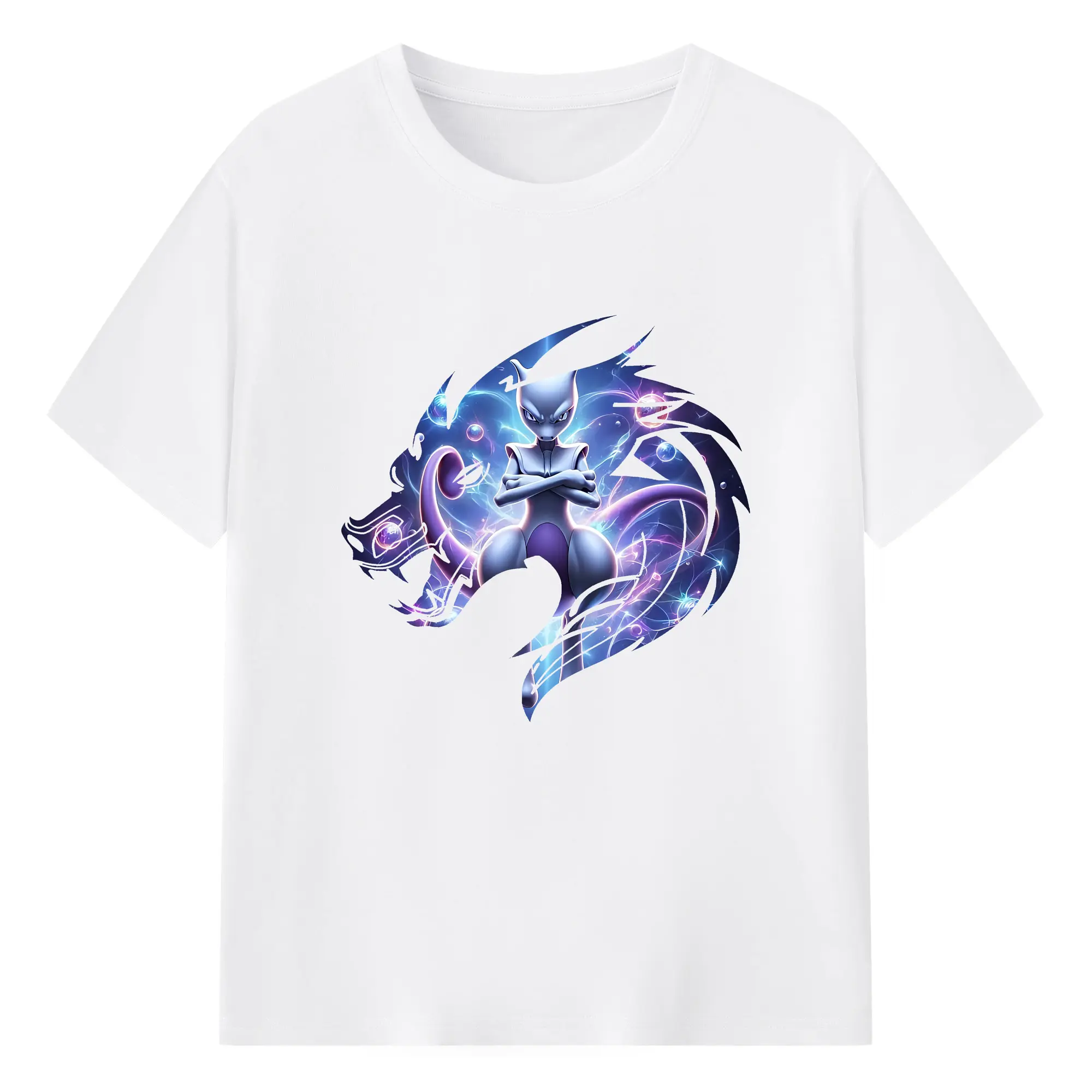 ポケモン グッズ,ミュウツー - 綿100％ 半袖Tシャツ ・ フロントプリント ・ 快適 通気性 ・ 日常使い 散歩 スポーツ用