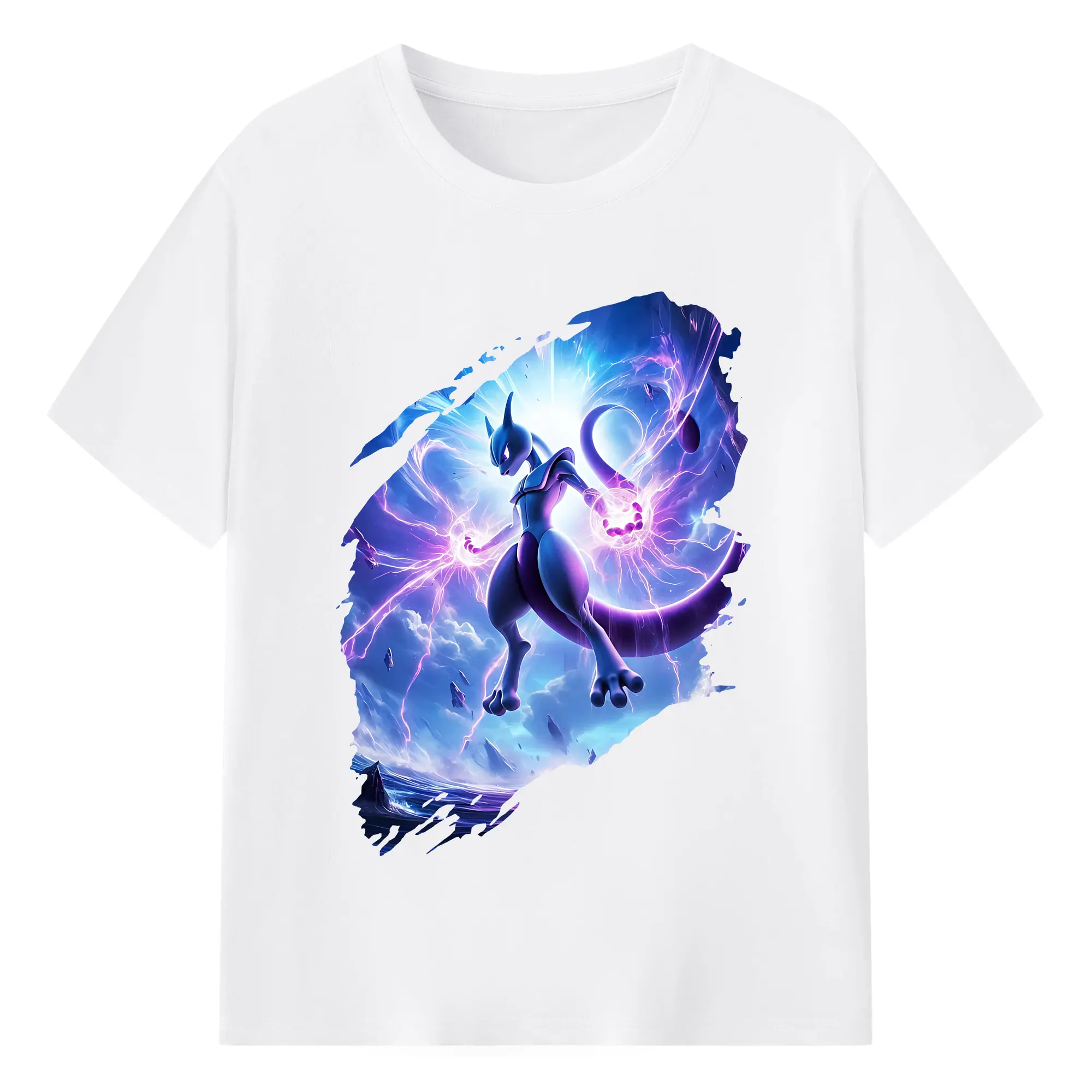 ポケモン グッズ,ミュウツー - 綿100％ 半袖Tシャツ ・ フロントプリント ・ 快適 通気性 ・ 日常使い 散歩 スポーツ用