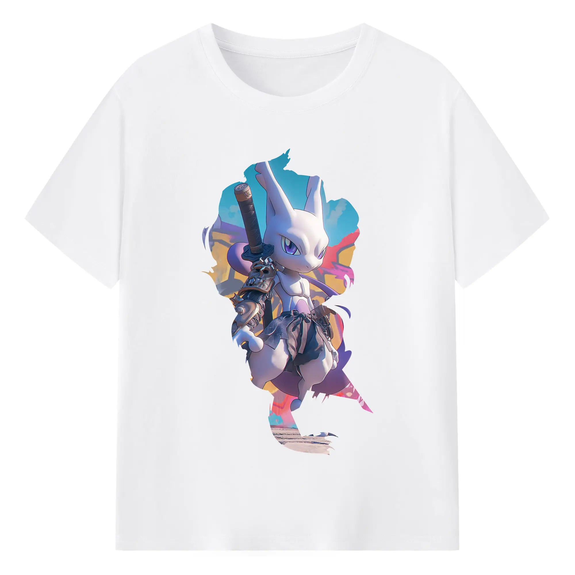 ポケモン グッズ,ミュウツー - 綿100％ 半袖Tシャツ ・ フロントプリント ・ 快適 通気性 ・ 日常使い 散歩 スポーツ用