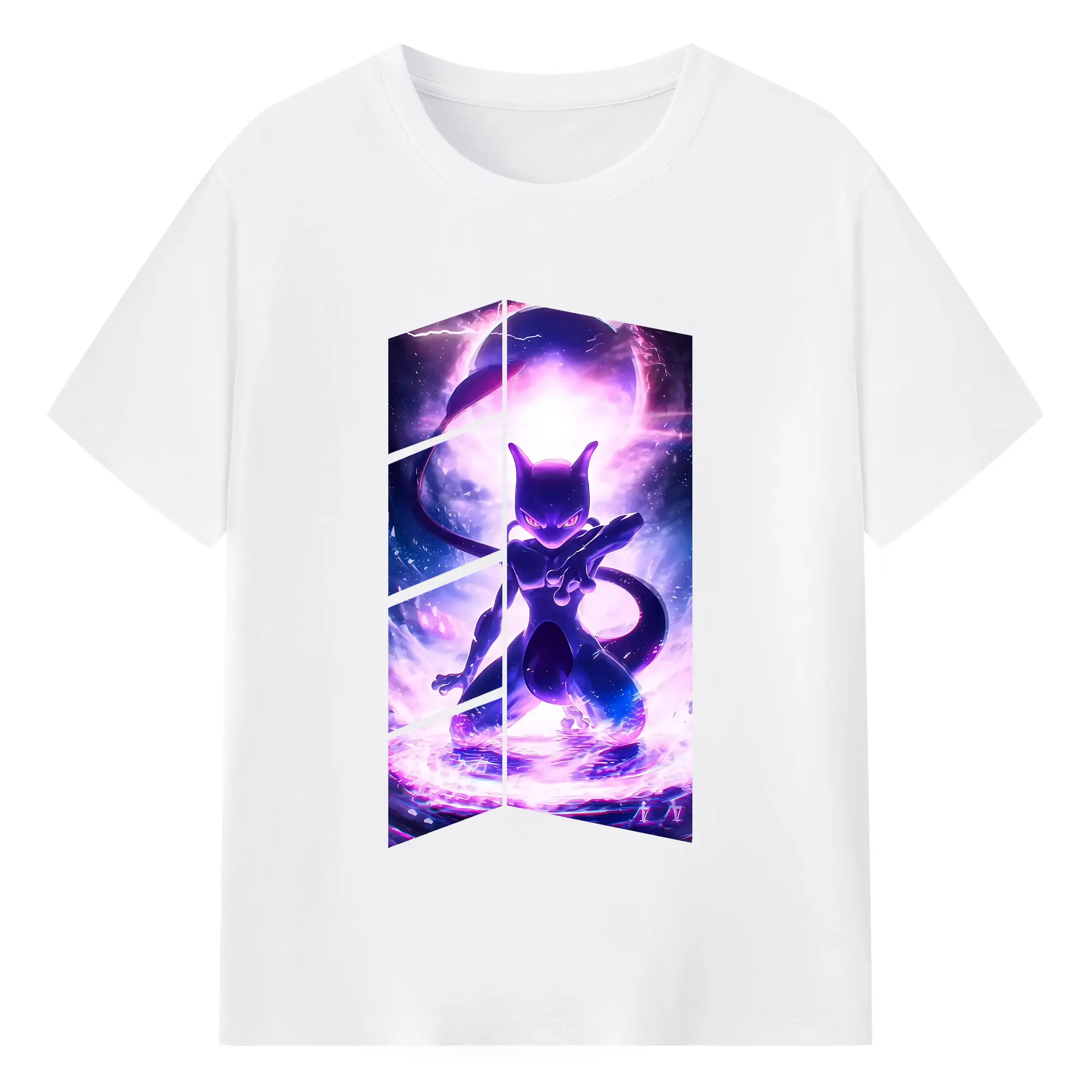 ポケモン グッズ,ミュウツー - 綿100％ 半袖Tシャツ ・ フロントプリント ・ 快適 通気性 ・ 日常使い 散歩 スポーツ用