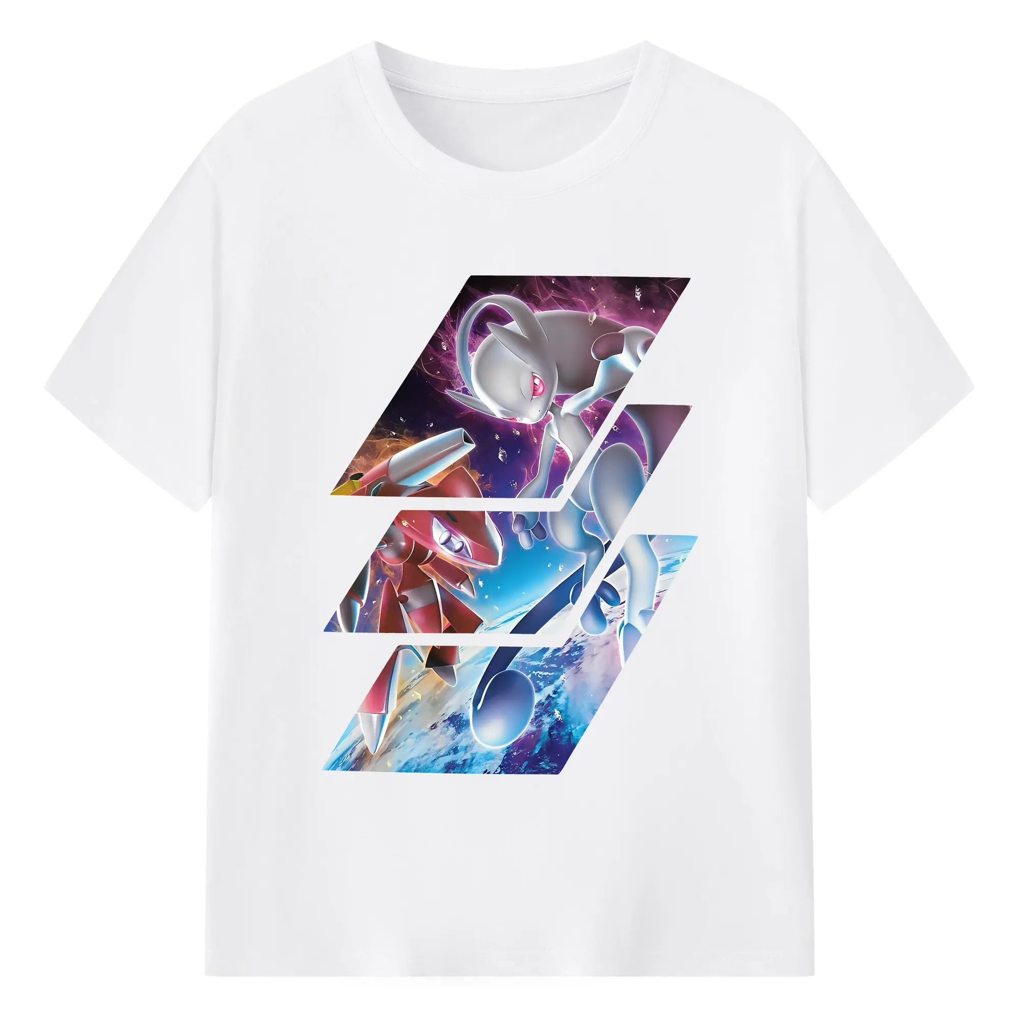 ポケモン グッズ,ミュウツー - 綿100％ 半袖Tシャツ ・ フロントプリント ・ 快適 通気性 ・ 日常使い 散歩 スポーツ用