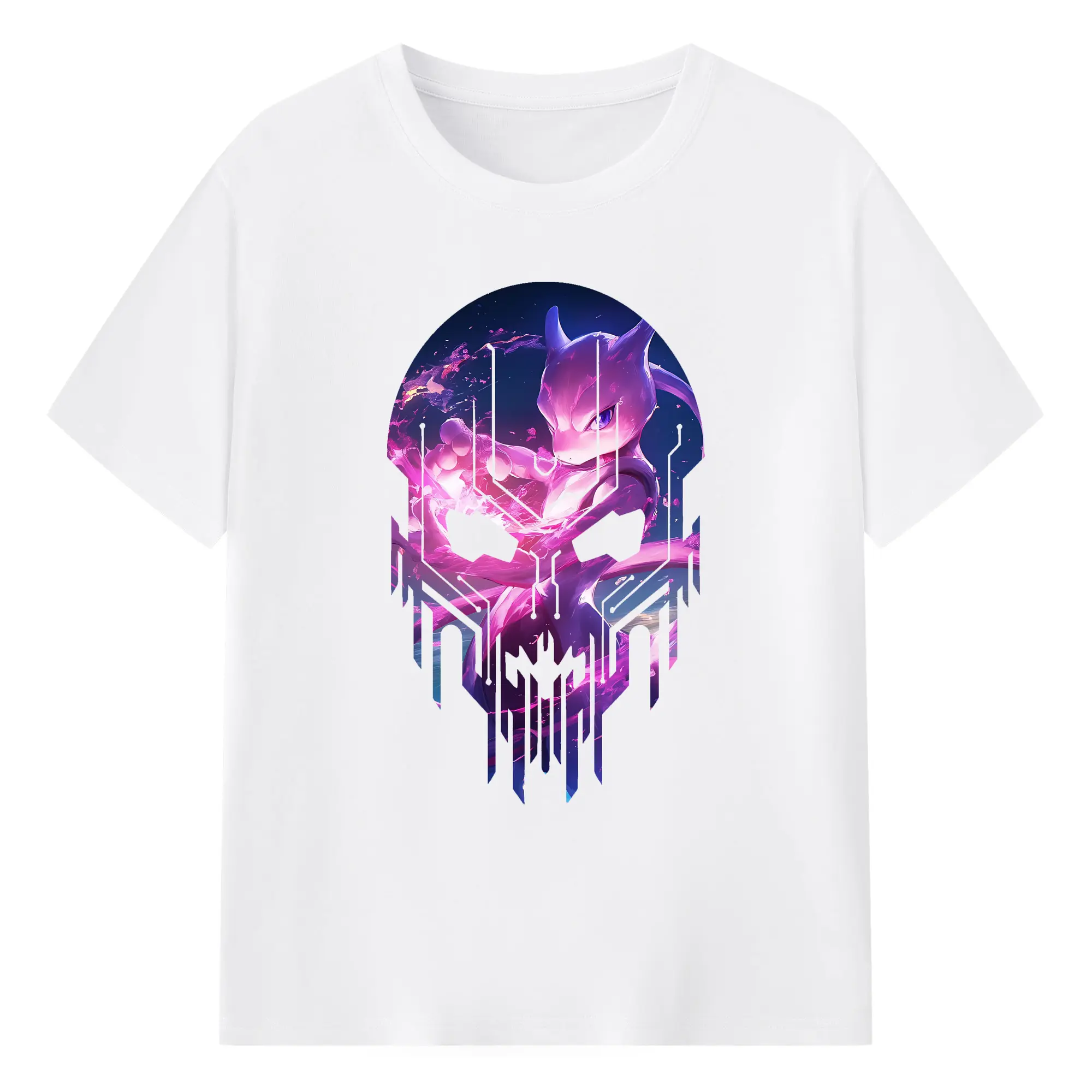 ポケモン グッズ,ミュウツー - 綿100％ 半袖Tシャツ ・ フロントプリント ・ 快適 通気性 ・ 日常使い 散歩 スポーツ用