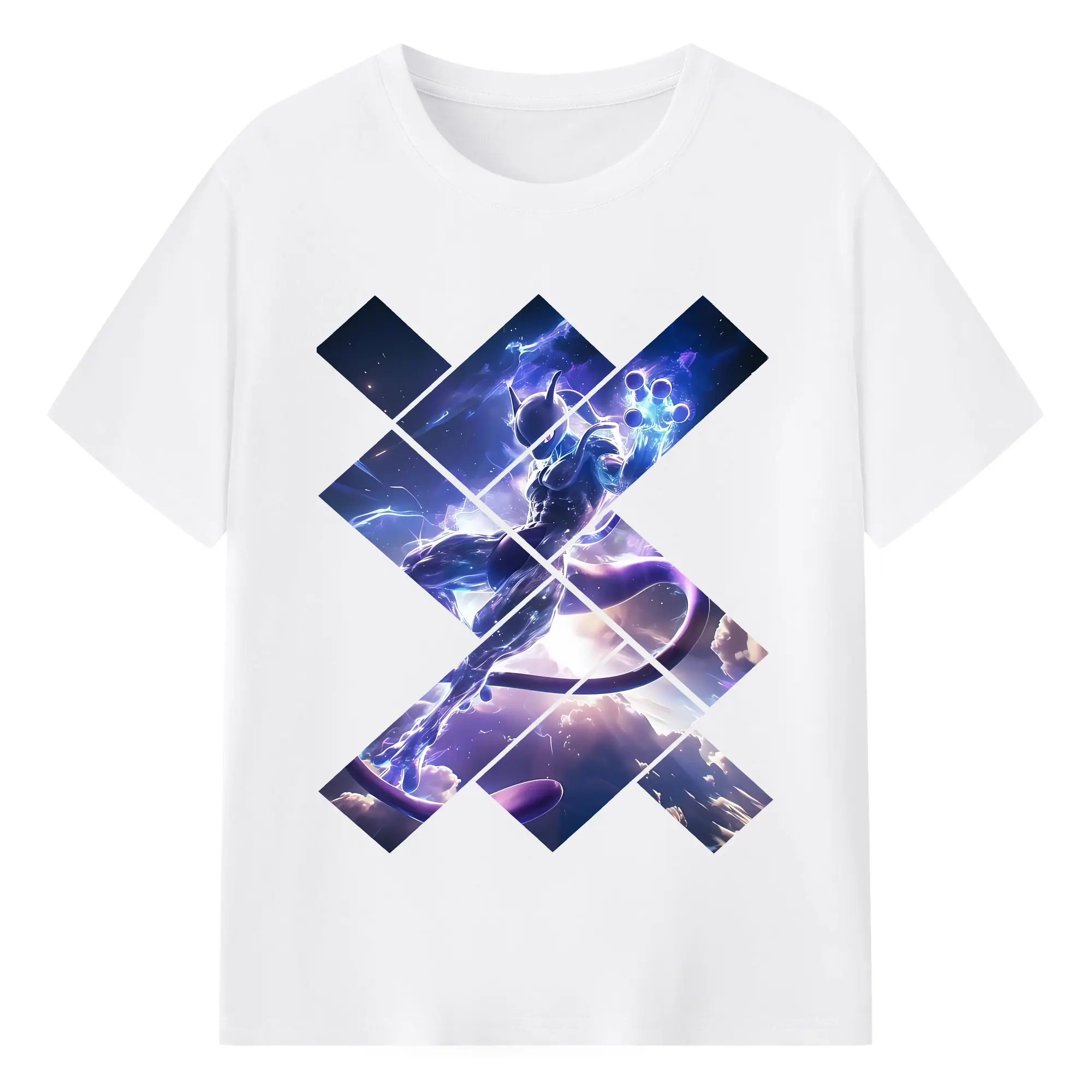 ポケモン グッズ,ミュウツー - 綿100％ 半袖Tシャツ ・ フロントプリント ・ 快適 通気性 ・ 日常使い 散歩 スポーツ用