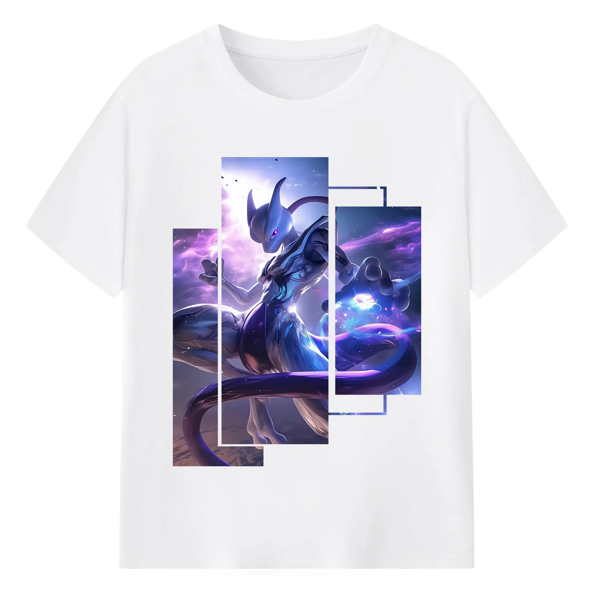 ポケモン グッズ,ミュウツー - 綿100％ 半袖Tシャツ ・ フロントプリント ・ 快適 通気性 ・ 日常使い 散歩 スポーツ用