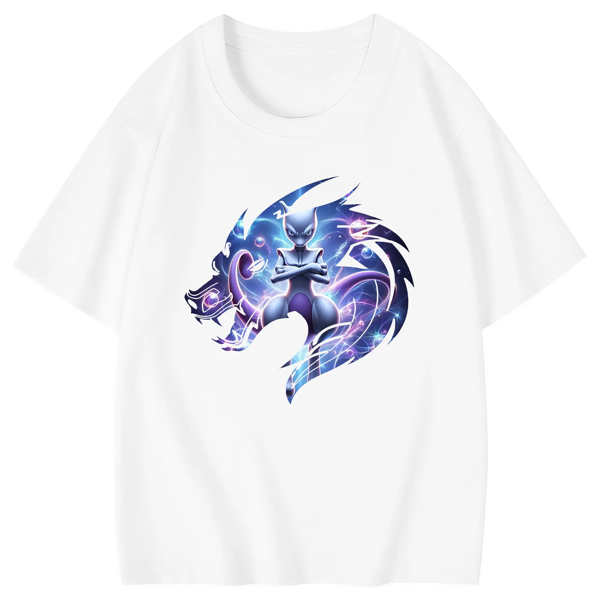 ポケモン グッズ,ミュウツー - 綿100％ キッズTシャツ ・ フロントプリント ・ 快適 通気性 ・ スポーツ カジュアル 散歩用