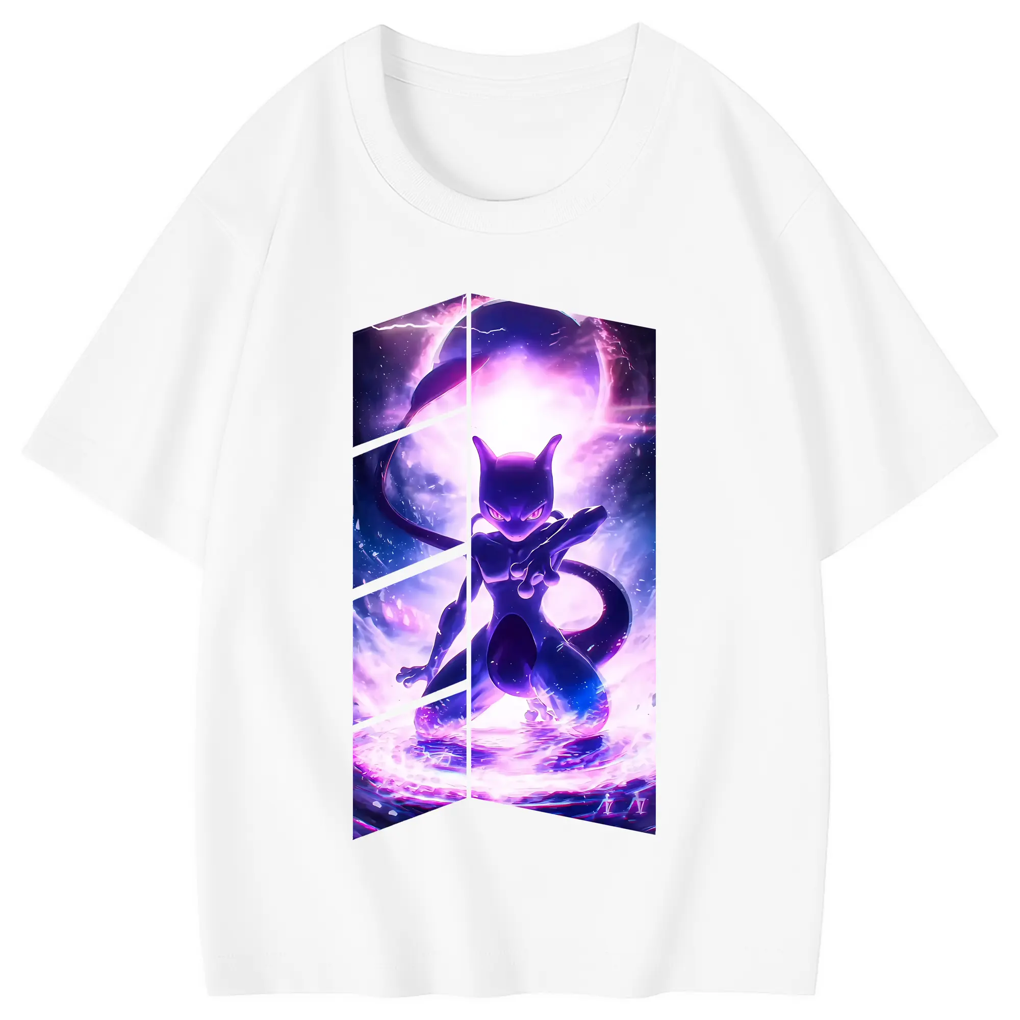 ポケモン グッズ,ミュウツー - 綿100％ キッズTシャツ ・ フロントプリント ・ 快適 通気性 ・ スポーツ カジュアル 散歩用